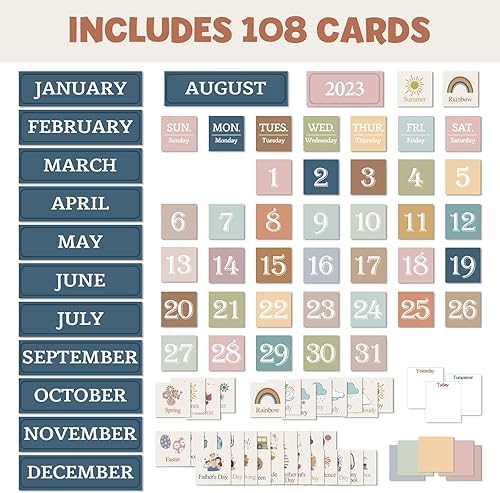 Miniatura 6 de Godery Calendario bohemio de bolsillo para tarjetas de aula, suministros escolares, decoraciones para profesores, tablón de anuncios de pre-kínder a