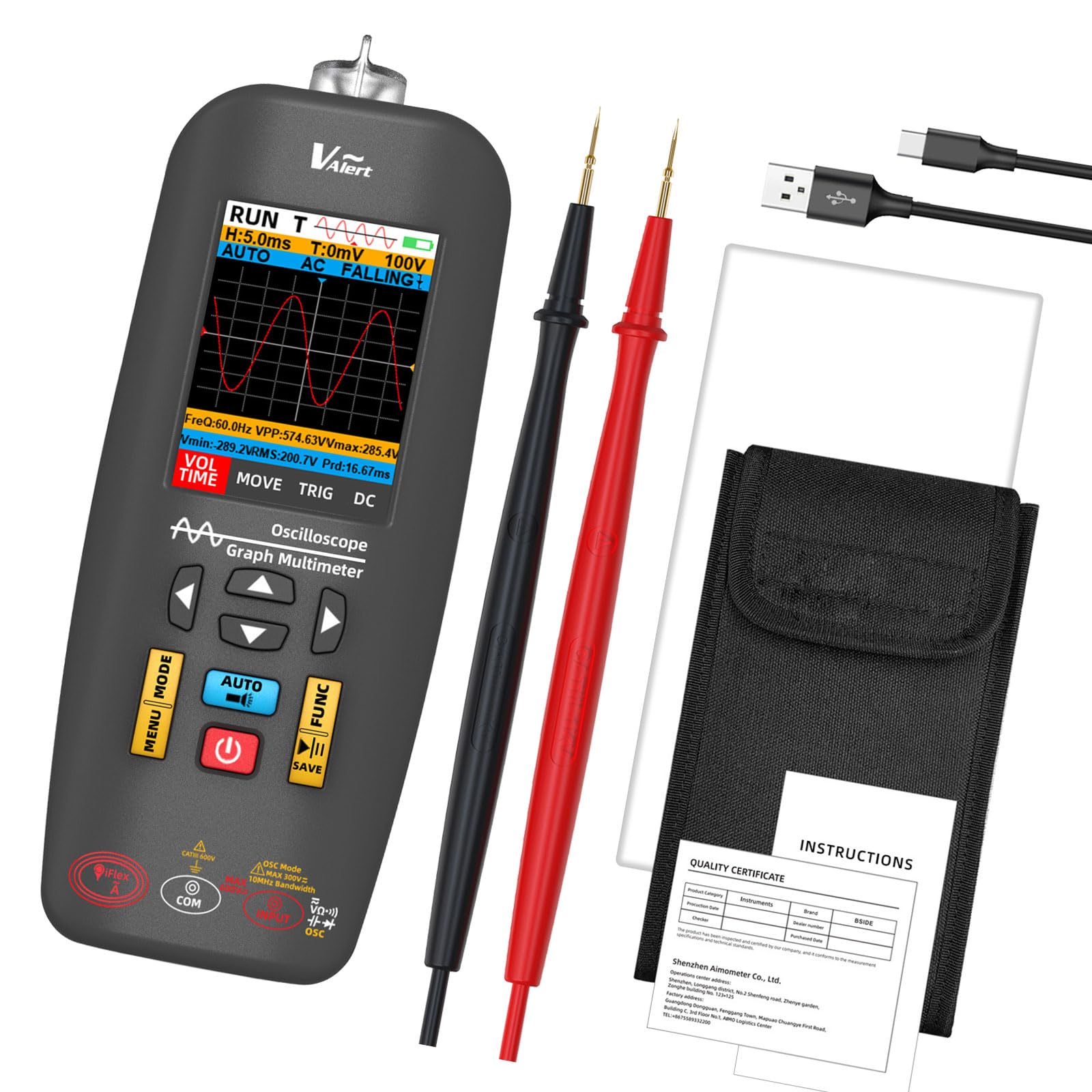 Cazstyk O1x Multiple Function Digital Oscilloscope 600V Rate Multimeter With Waveform Captures & Data Export Features Automotive Diagnostic Oscilloscope