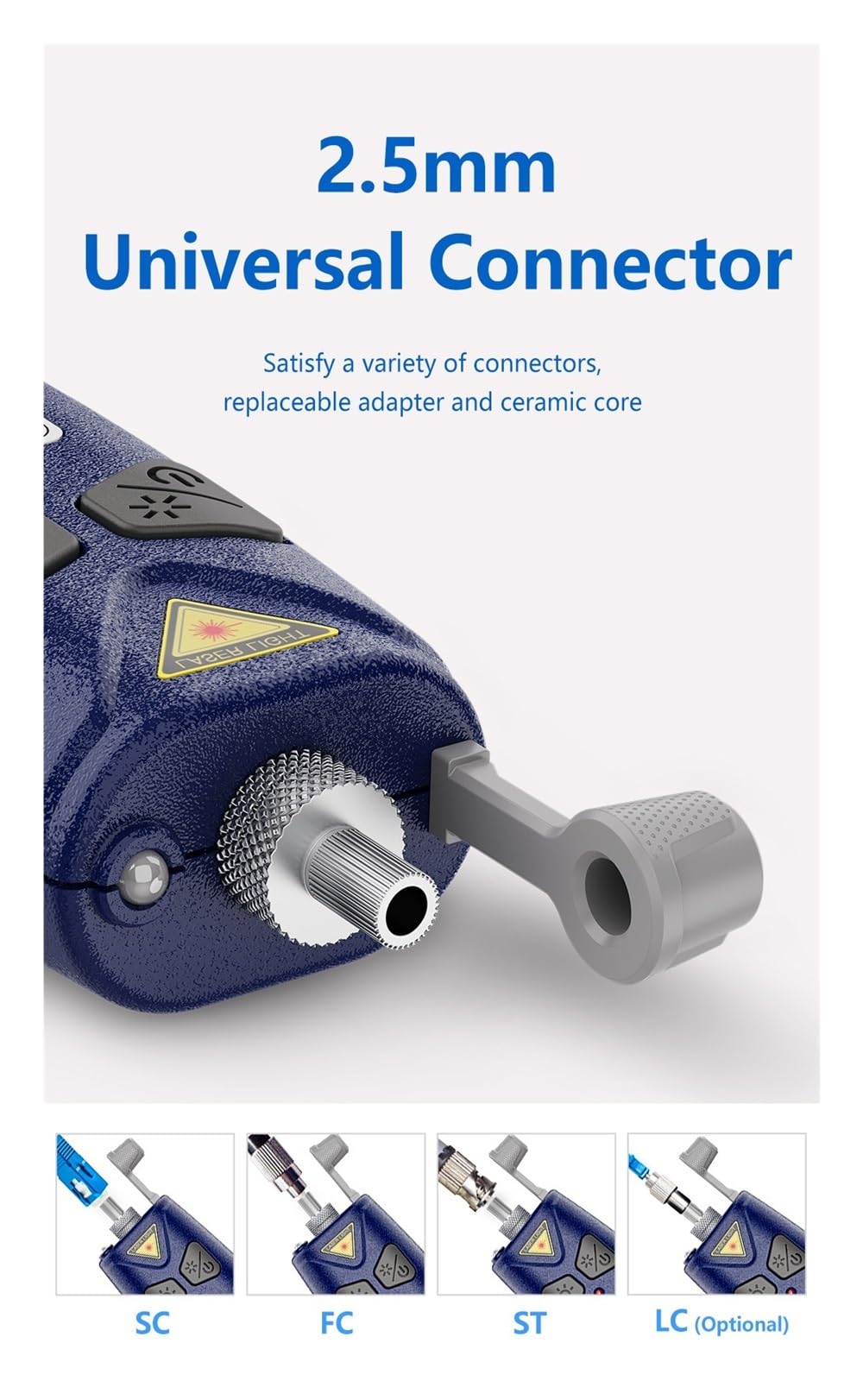 Localisateur visuel de défauts VFL-22M testeur câbles à fibres optiques, jusqu'à 30Km VFL Stable forte Standard SC FC ST LC en option Inspection de circuits