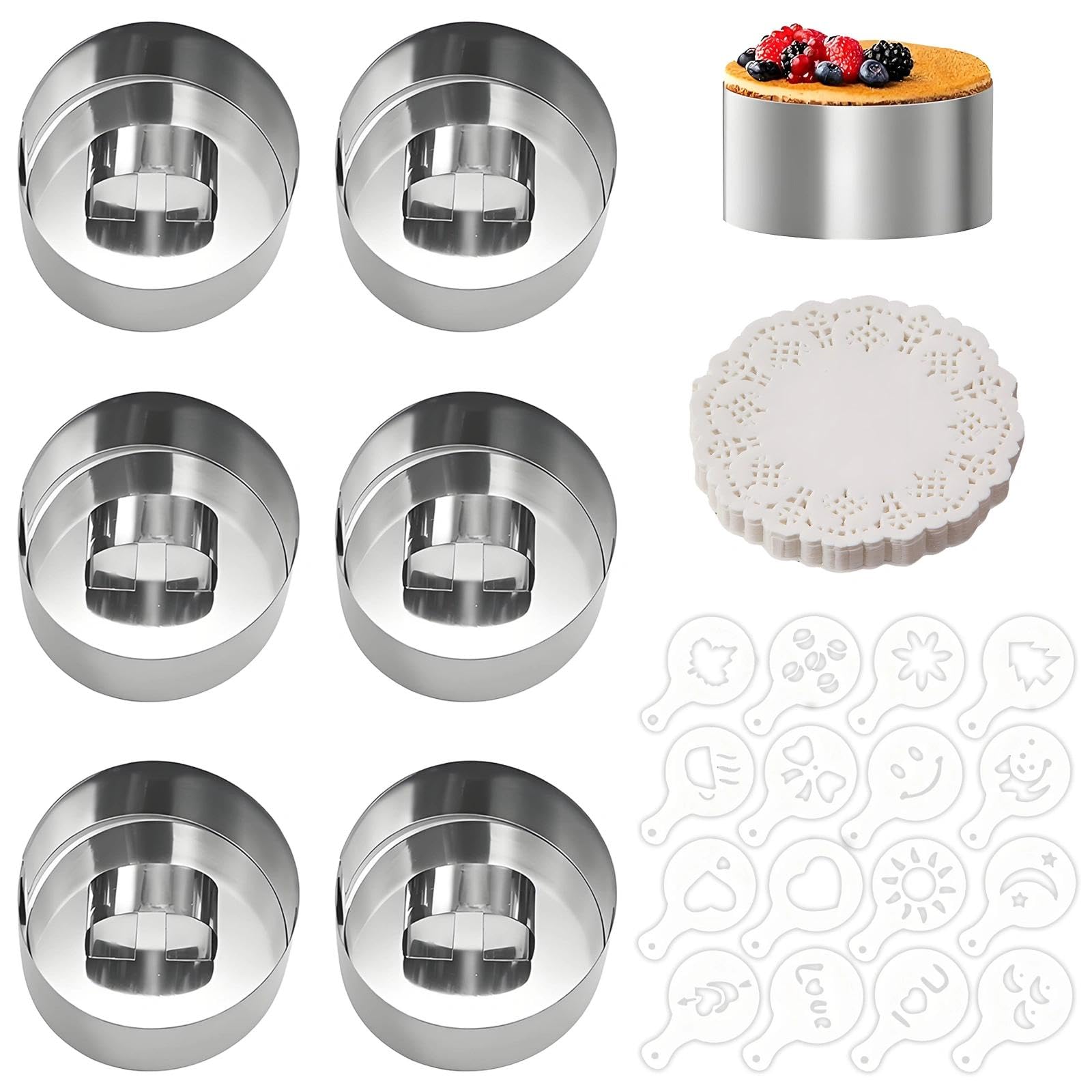 Anillos de postre de 8 cm para presentar platos gourmet y decorar pasteles fácilmente