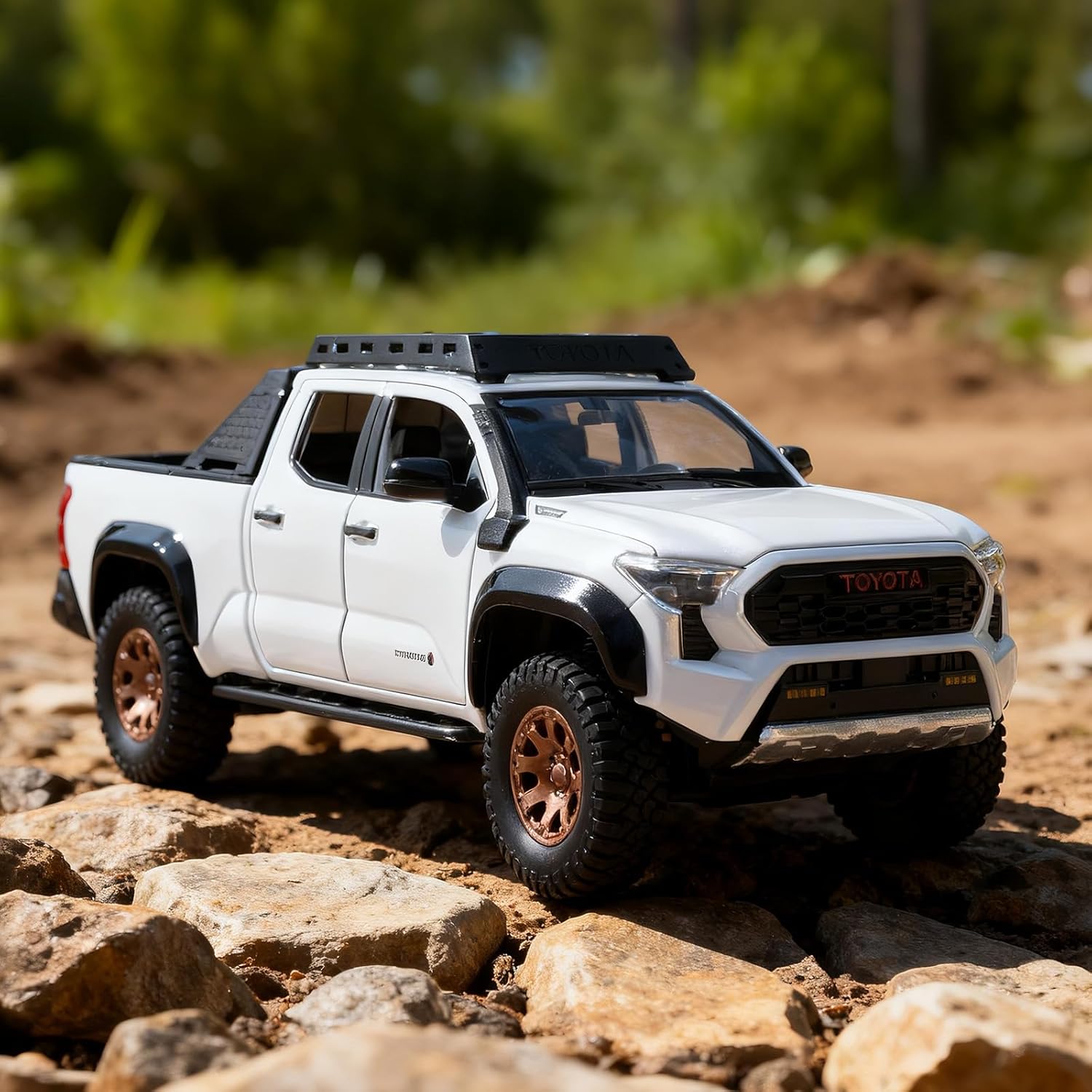 Toy Trucks for Boys 1 24 Diecast Cars Tacoma Toy Truck,Collectible Metal Pickup Trucks Model Car Kits,Pull Back Tacoma Truck Toy with Lights and Sounds,Toy Trucks for Boys Age 4-7（White）