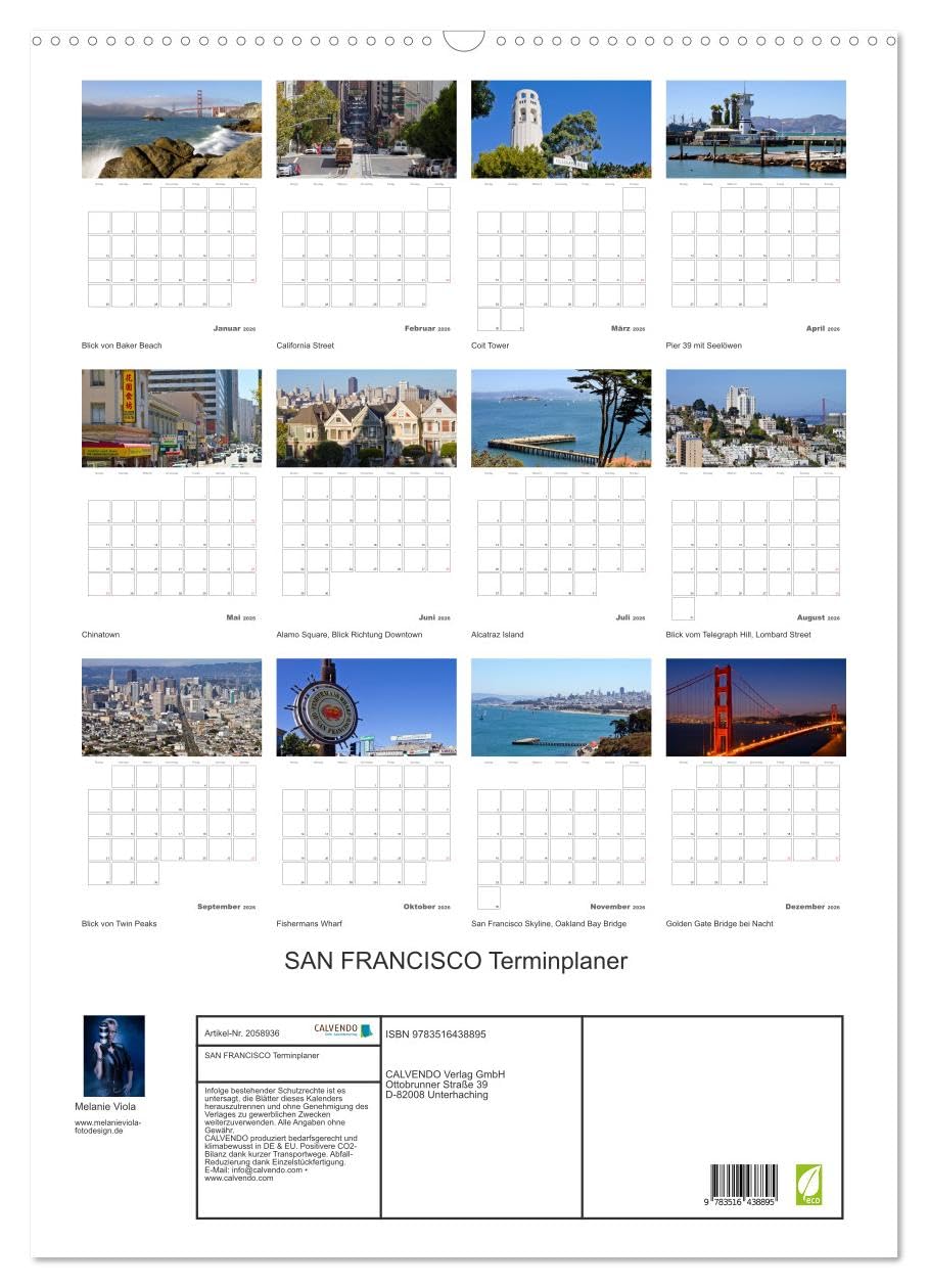 SAN FRANCISCO Terminplaner (Wandkalender 2026 DIN A2 hoch), CALVENDO Monatskalender