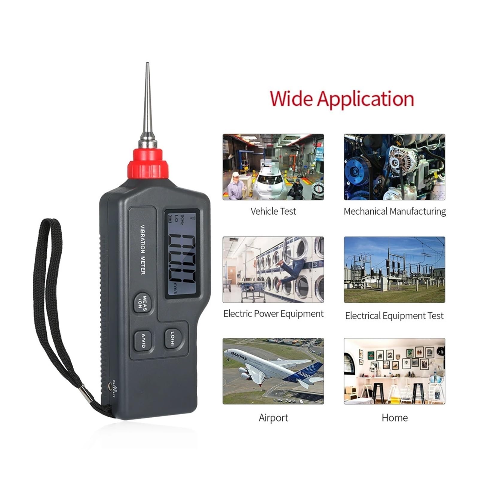Analizador de vibraciones, Medidor de vibración digital portátil con pantalla LCD Analizador Probador salida CA Aceleración/velocidad
