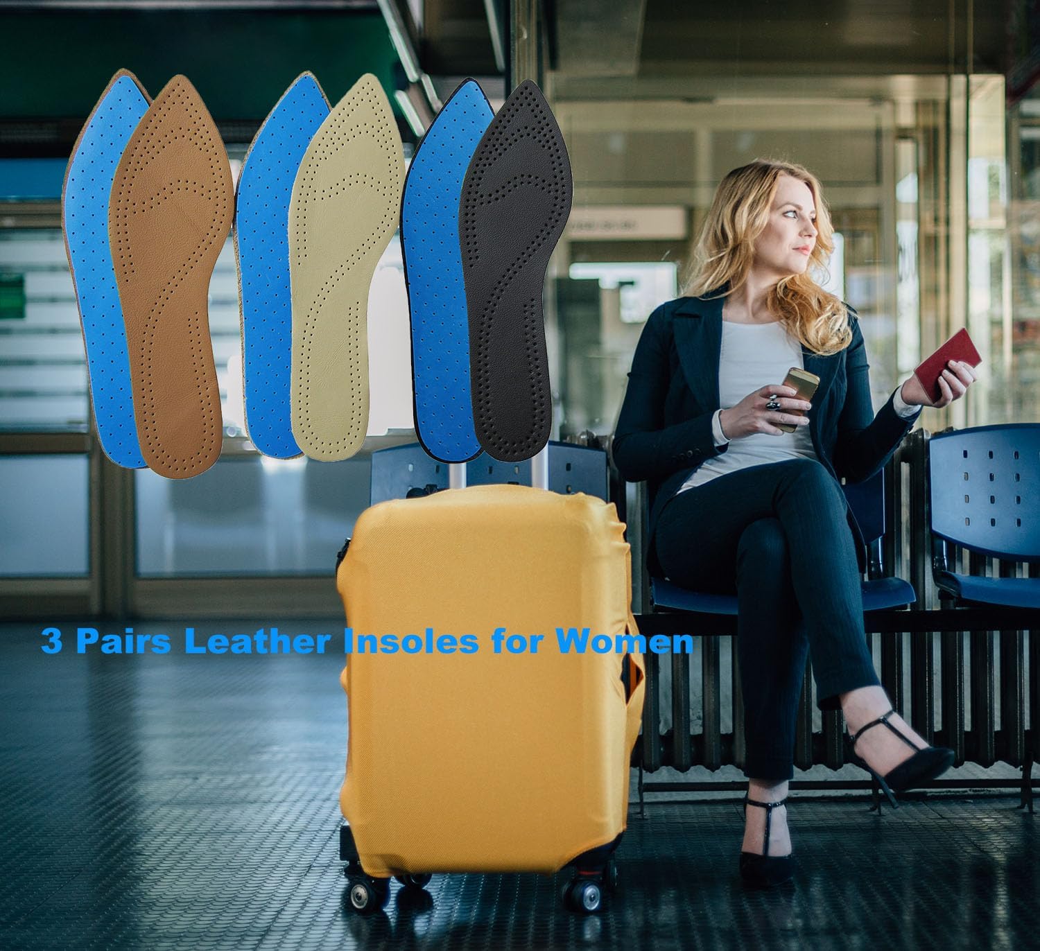 Bellcon Leather Insoles for Women High Heels Ultra Thin Leather Inserts for Women Dress Shoes Thin Soles Liners Replacement for Women, 3 Pairs/Womens 7-8 M US - Image 3