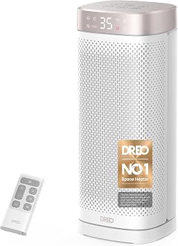 DREO 16 Inch Electric Heater, Energy Efficient Space Heaters with Thermostat, 70  Oscillating, Remote Control, 3-Mode, Tip-over & Overheat Protection, Silent Ceramic Fan Heater for Bedroom & Home