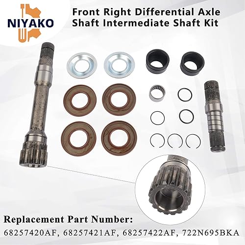 Miniatura 4 de Reemplazo del kit del eje interior del eje intermedio delantero derecho # 68257420AF 68257421AF 68257422AF 722N695BKA Fit 2012-2021 Ram 1500