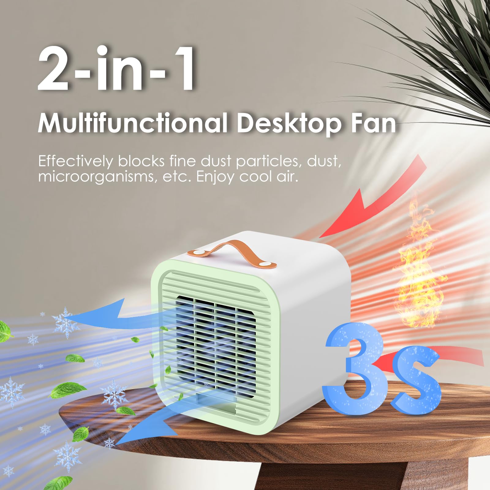 Mini Enfriador de Aire Portátil,Mini USB Ventilador con 3 Velocidades,Enfriador de Aire Portátil Silencioso,USB Recargable Aire Acondicionado Personal para Dormitorio Oficina Camping