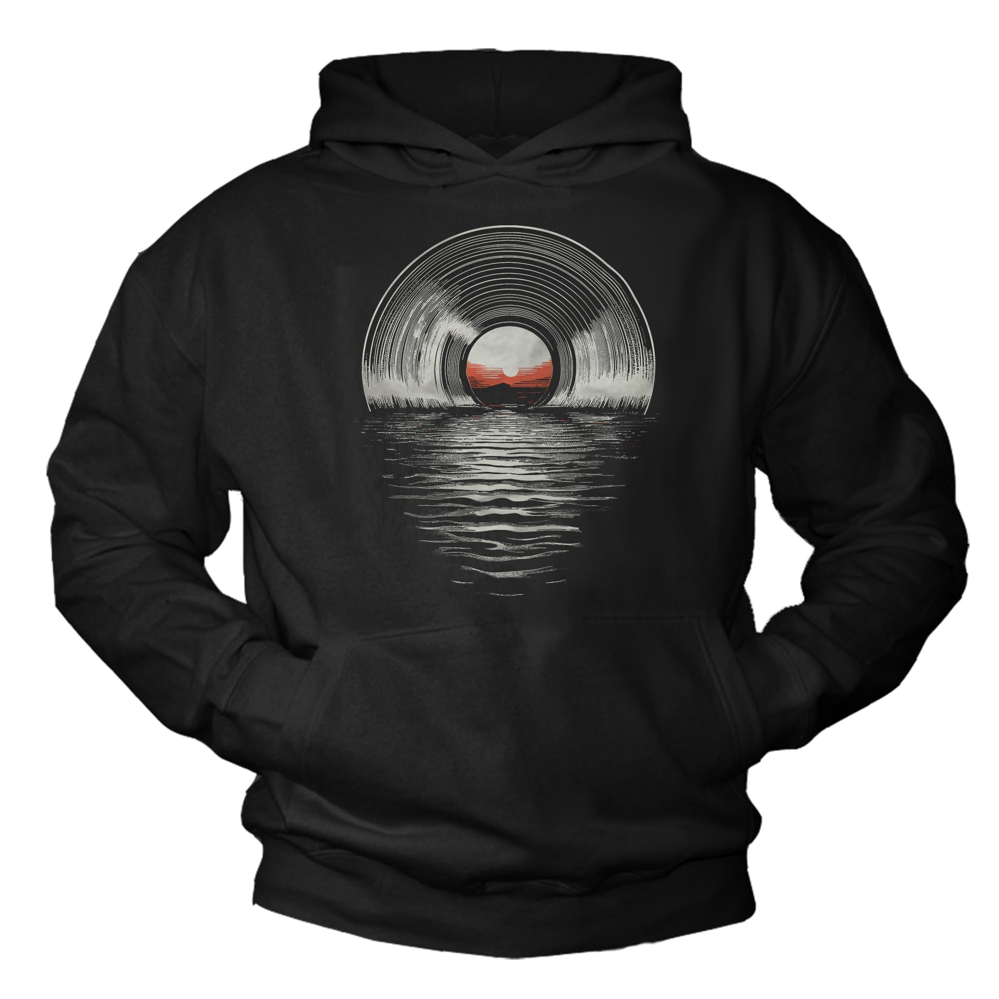 MAKAYA Felpa con Cappuccio Uomo Techno Festival Hoodie con Motivo Vinile Dj Musica Vinyl Vintage Cotone