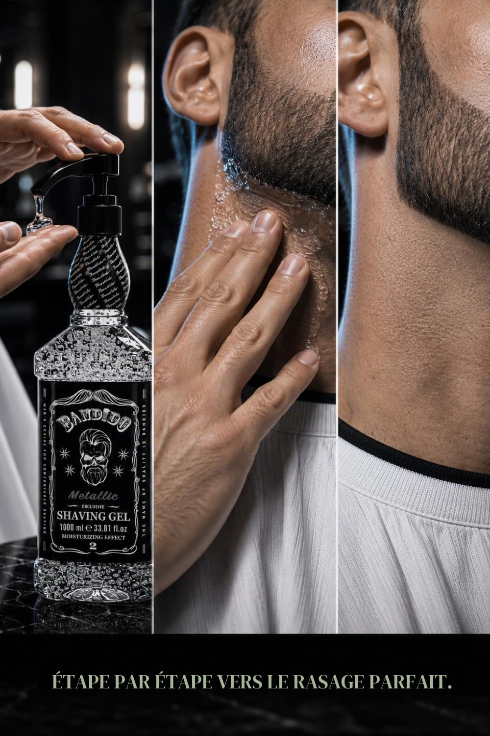 Bandido Shaving Gel Men Metallic Silver 1000ml - gel à raser transparent rasage homme non moussant rasage précis des contours de la barbe