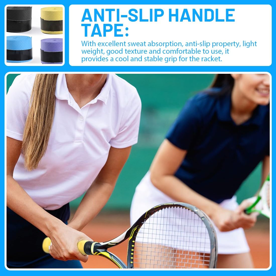 Grip Padel, Juego de 8 Overgrips Padel, Empuñaduras para Bádminton, Cinta Antideslizante para Raquetas de Bádminton, Tenis, Squash