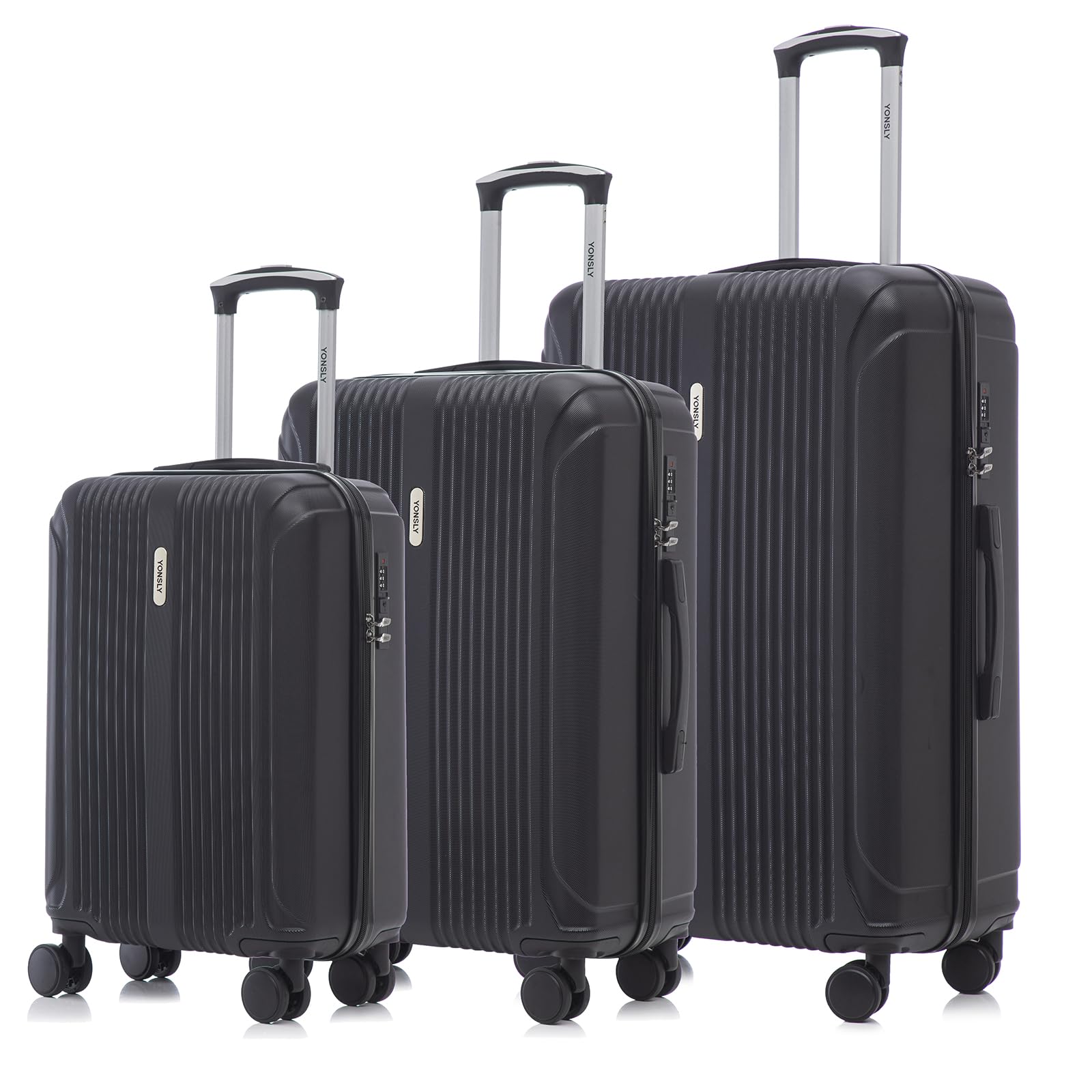 yonsly Koffer Suitcase, Trolley Reisekoffer, Rollkoffer Handgepäck mit 4 Rollen 360°, ABS Hartschalen, Sicherheitsschloss, Weicher Gummigriff, 210D-Futter