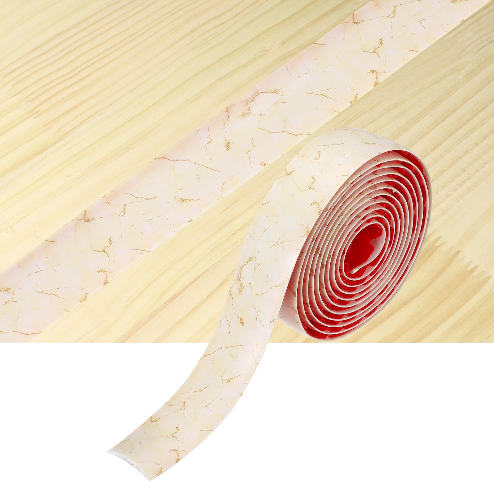 sourcing map Floor Transition Strip, 3 Meters x 40mm(LxW) Self Adhesive Vinyl Flooring Edging Trim PVC Flooring Flat Divider Strip Cover Strips for Joining Floor Gaps, Red Vein Beige