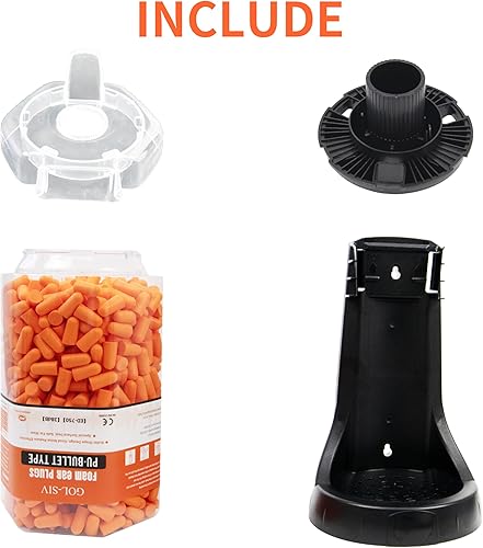 Miniatura 7 de Dispensador de tapones para los oídos, con 1000 tapones de espuma SNR recargables de 38 dB, montados en la pared, protección auditiva para disparos,