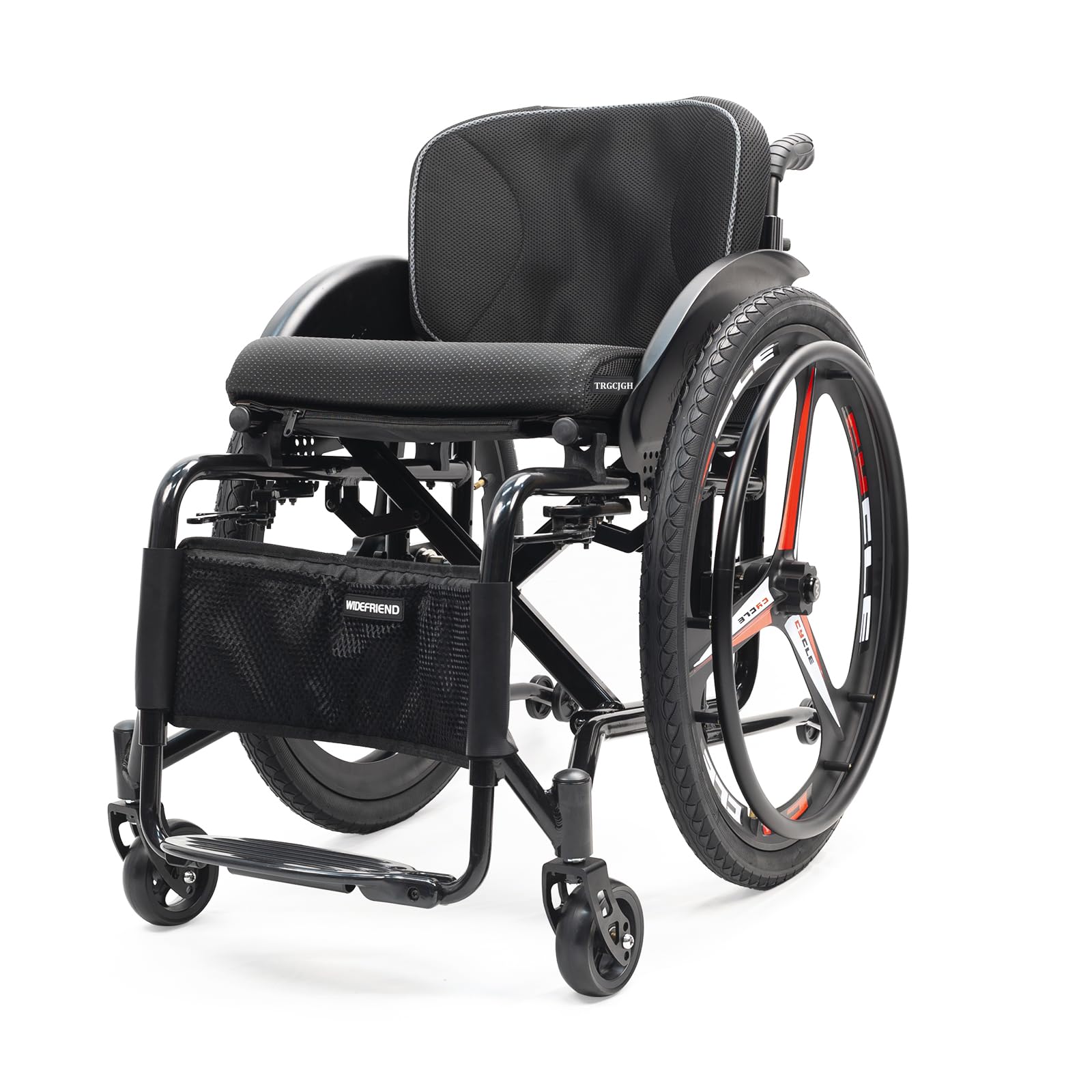 Silla de Ruedas Ligera Plegable de Aluminio, de tránsito, Autopropulsable, Frenos de Mano, Reposapiés abatibles, para minusválidos(Size:15.7in Seat Width,Color:Sports Style)