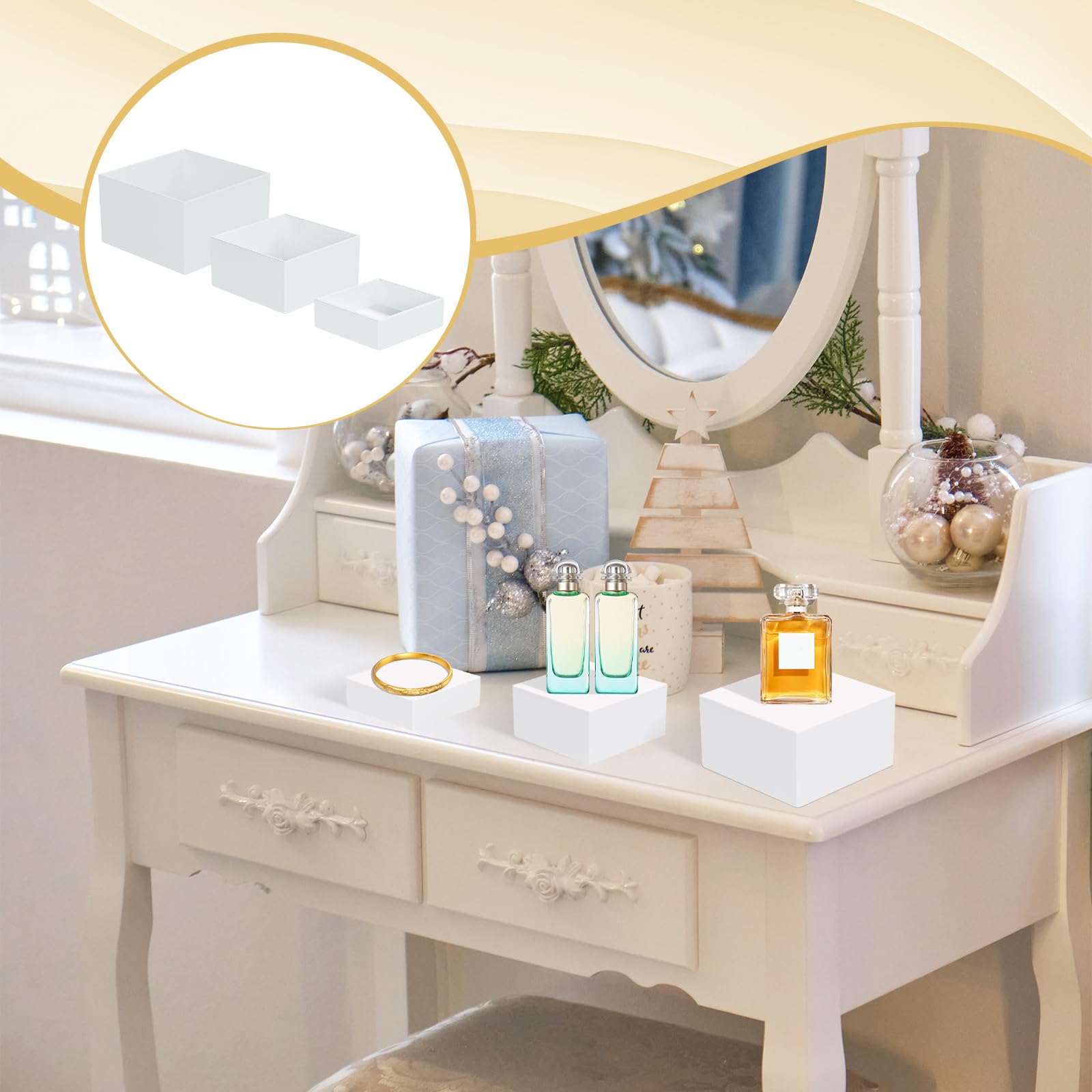 F Fityle 7 Pièces Cubes de Présentation en Acrylique Transparent, Cube Empilable Design à Fond Creux, Présentoir Polyvalent pour Pâtisserie/Collections/Cosmetiques