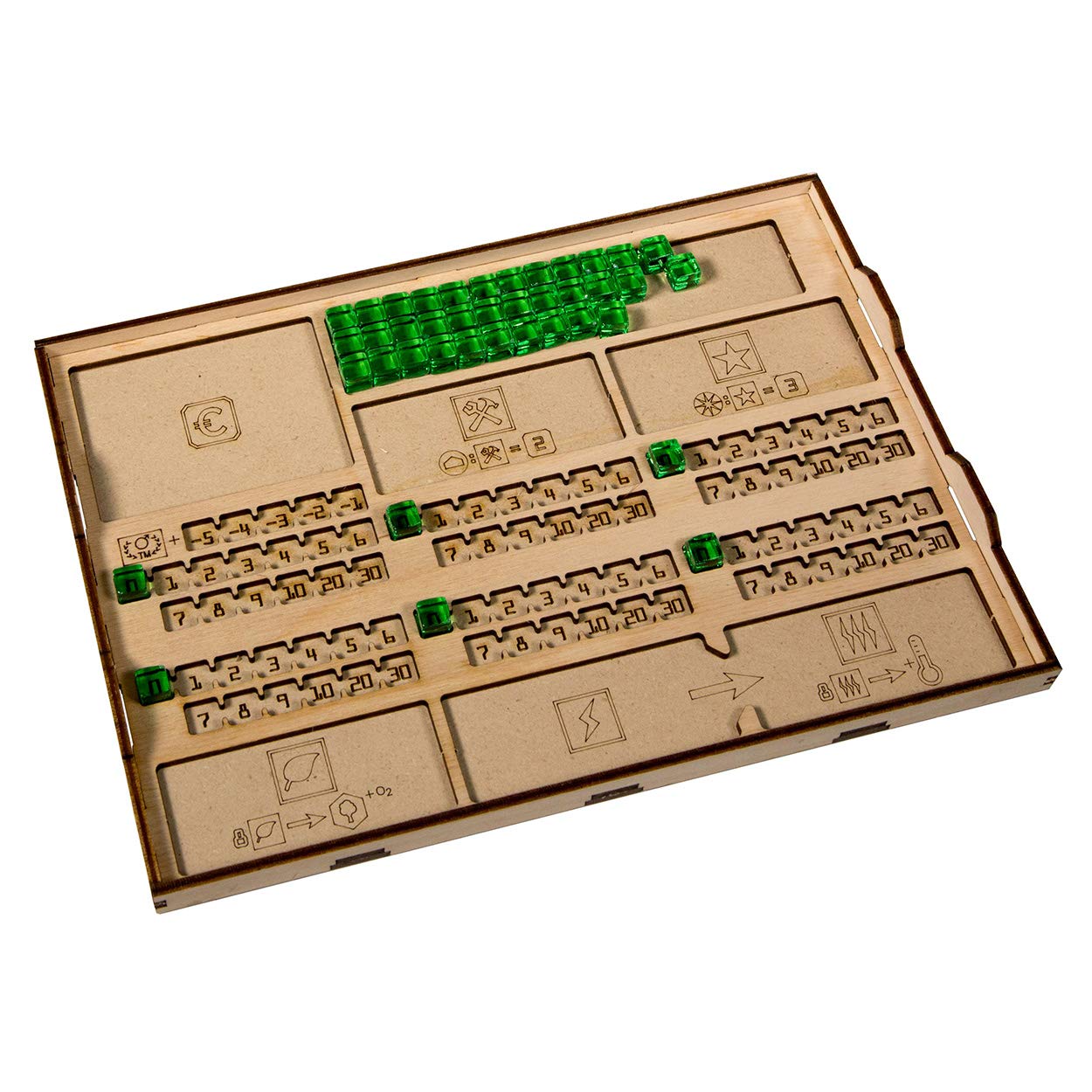The Broken Token Single Player Tray - Wooden Game Organizer Compatible with Terraforming Mars