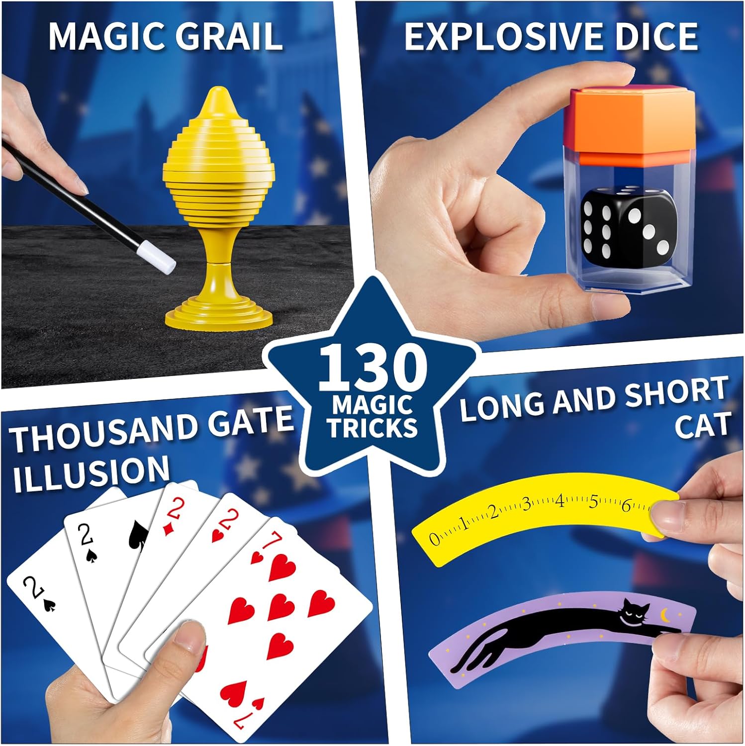Magic Kit for Kids 6-8-10-12, 130 Magic Tricks Set for Kids with Magician Costume and Magic Wand, Board Game Christmas Birthday Gifts Toys Magic Set for Ages 6 7 8 9 10 11 12 Years Old Boys Girls