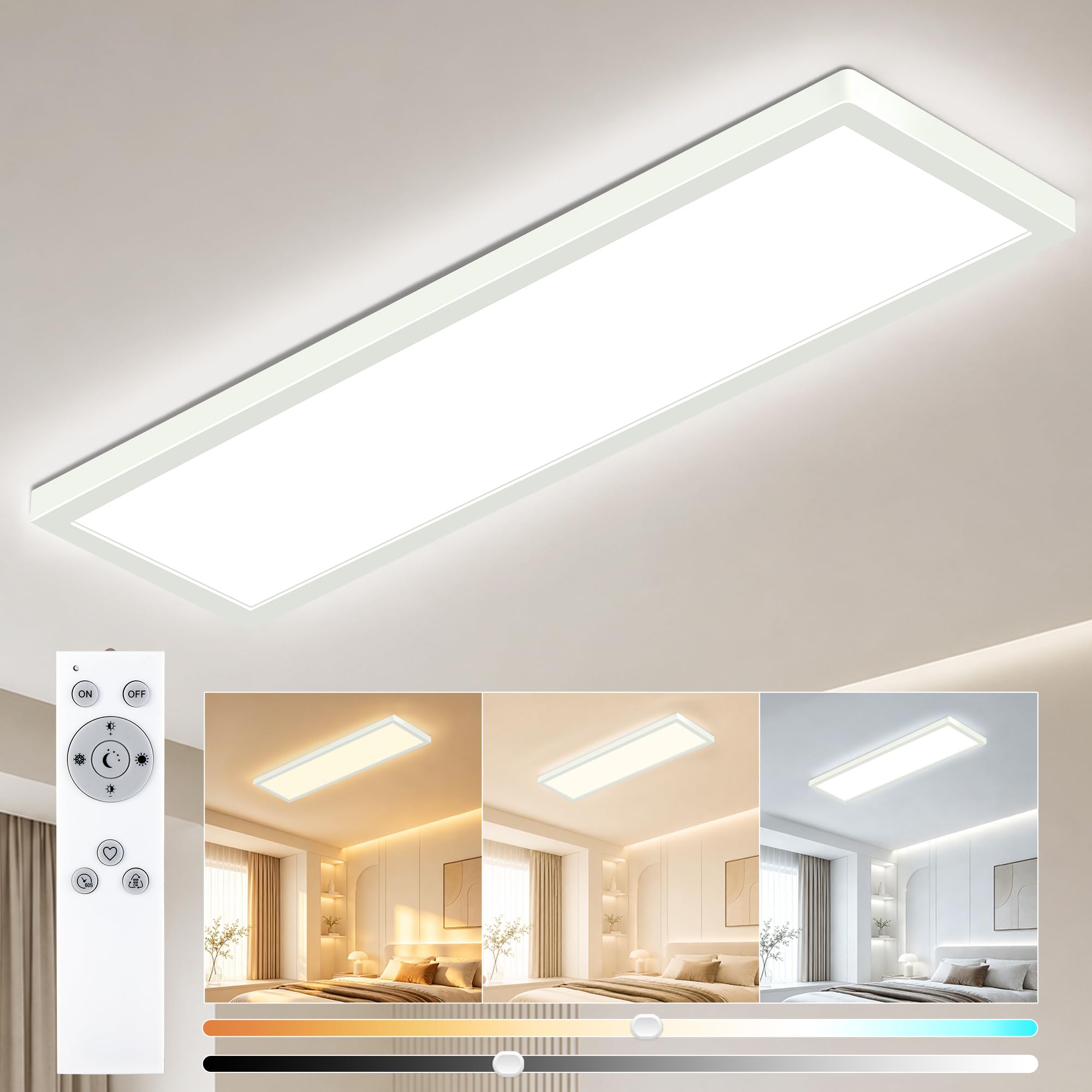 14W LED Deckenleuchte Dimmbar 3000K-6500K Rechteckig Deckenlampe