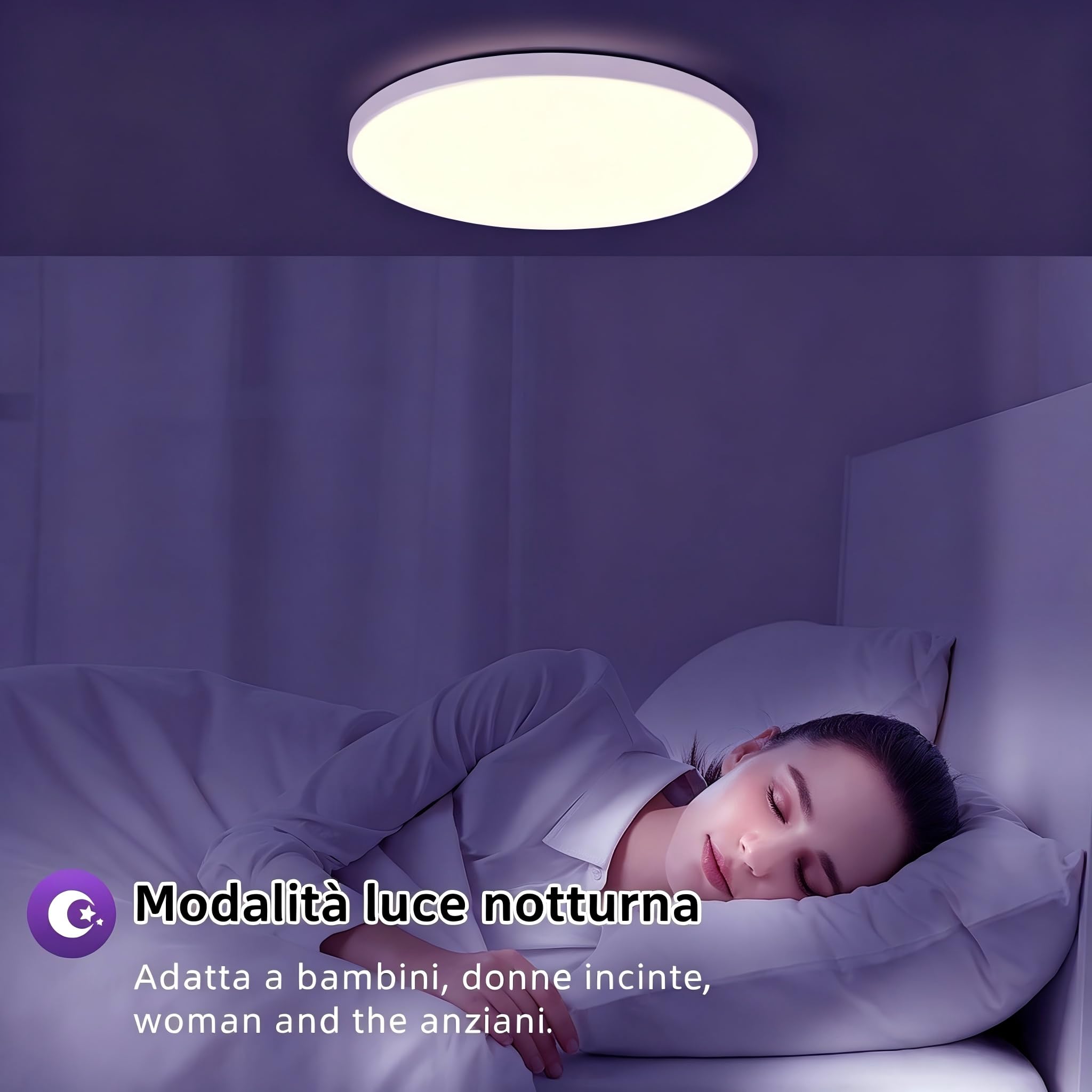 24W Plafoniera LED Soffitto Smart RGB IP44 Ø32CM Telecomando | 3000K-6500K Lampada a LED circolare per soffitto, ideale per soggiorno, camera da letto, bagno e studio musicale