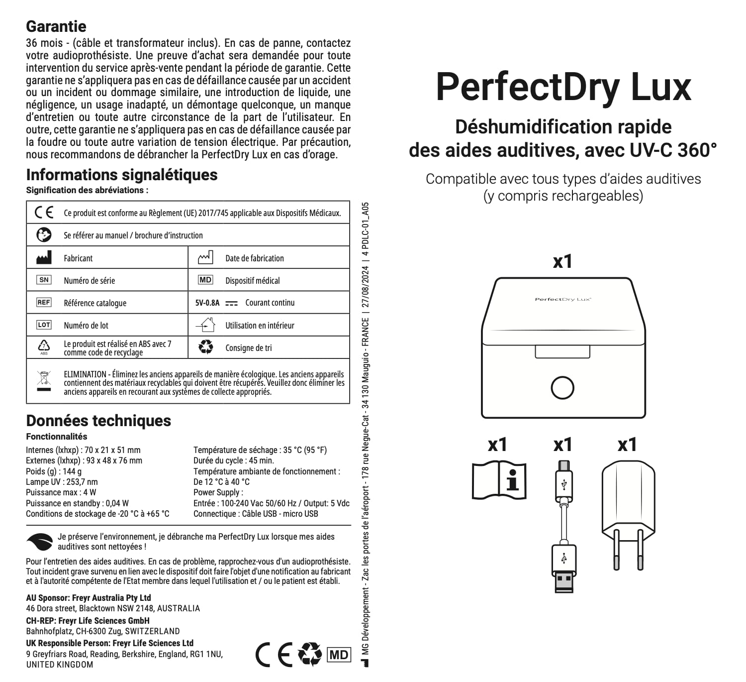 Audinell PerfectDry Lux - Caja de Secado Electrónica para Audífonos - Lámpara UV-C - Elimina el sudor y la humedad - Deshumidificador de Audífonos - control de temperatura