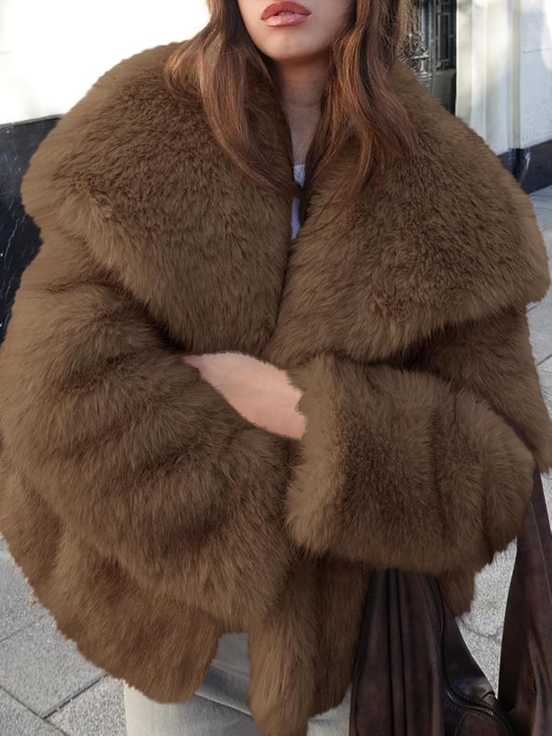 Cicy Bell Womens Faux Fur Coat Winter Shaggy Casual Oversized Lapel Jackets Warm Fuzzy Outerwear - Image 4