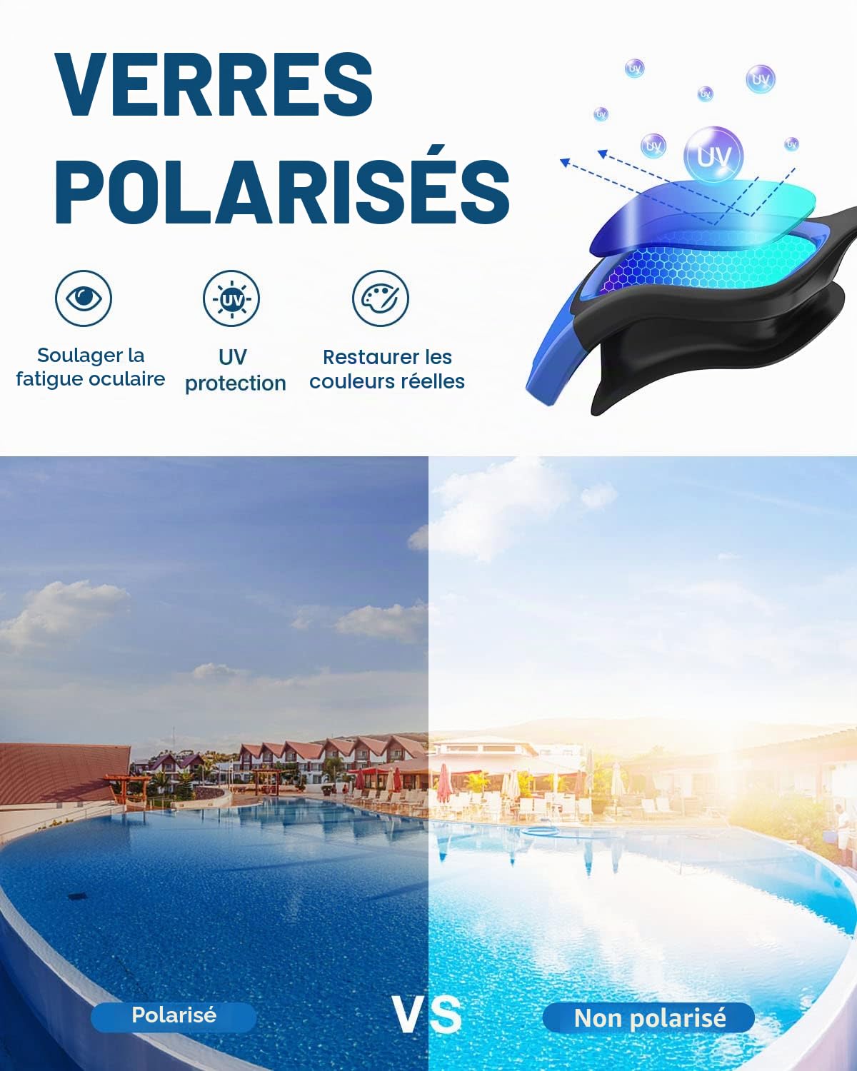 ZIONOR G1 Lunettes de Natation Polarisées Mirror Anti Buée Anti UV Unisex Adulte