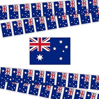 40Pcs Australian Bunting Flag, 33FT/10M Vivid Color Australia Flag for Australian Party Decorations, Tear-Resistant Australian Flags Banner for Outdoor Indoor Celebrate Australian Day 