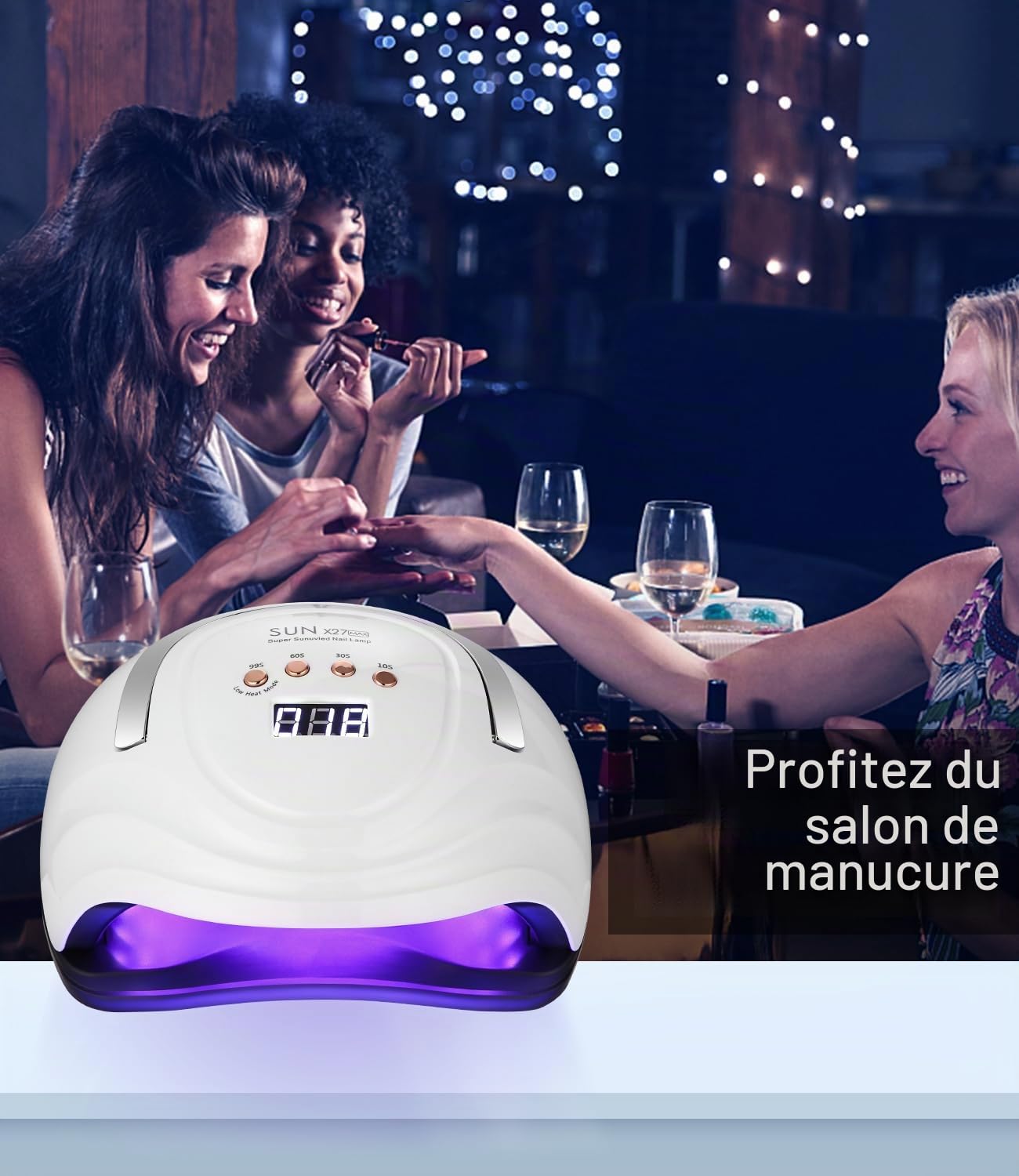 Lampe LED Ongles Gel, 380W Professionnel UV Sèche Automatique machine, 81 Lumières Séchage Rapide, Grand LCD Ecran, 4 Minuteries 10s/30s/60s/99s pour Vernis Semi Permanent, pour Salon Maison