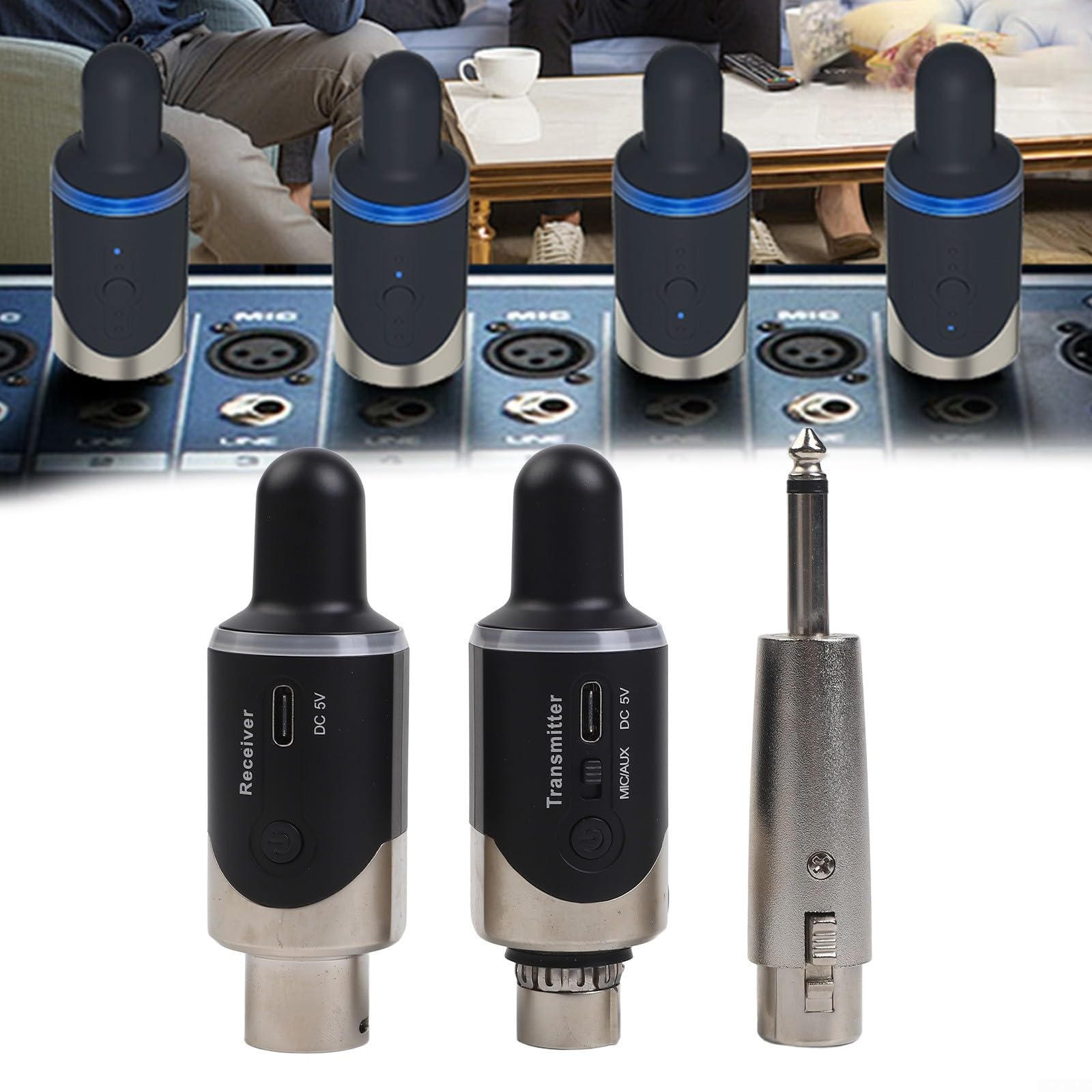 Sistema microfonico wireless UHF prodotto per microfono dinamico mixer per chitarra gamma 50M 6-8H Corpo in metallo -Click Switching 6