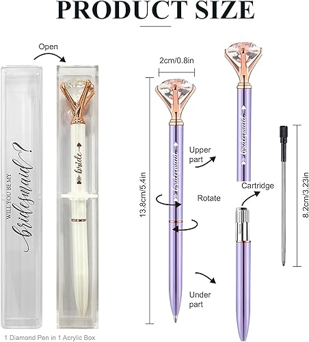 Miniatura 10 de LADY&HOME 10 bolígrafos de dama de honor, bolígrafos de diamantes grandes, bolígrafos de metal de cristal, regalos para mujeres, regalos de boda,