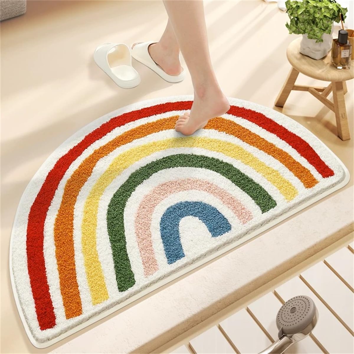 Tapis de bain arc-en-ciel Ankah 40x60 cm semi-circulaire pour douche