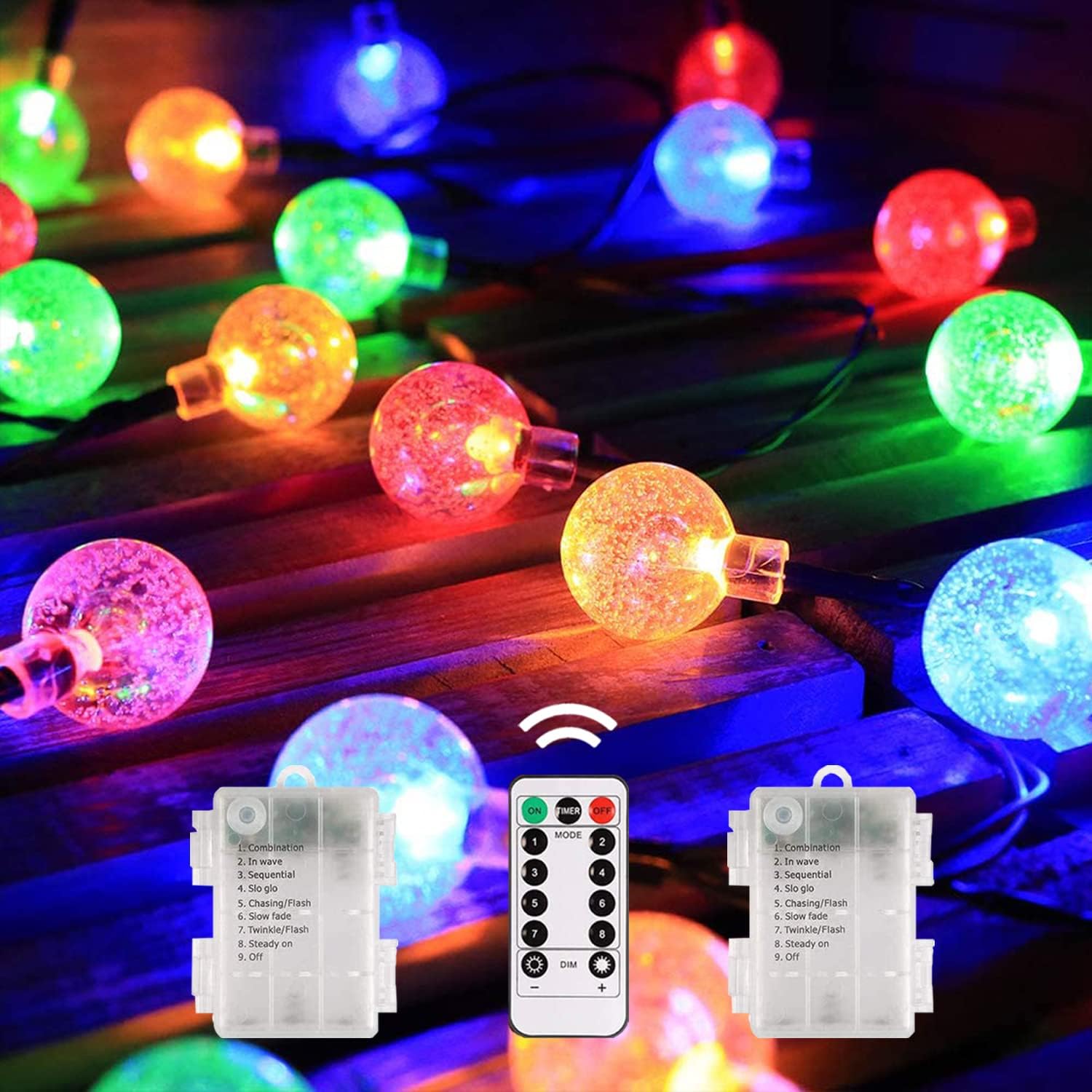 Pack 2 Battery Operated Fairy Lights for Bedroom with Remote Total 60ft