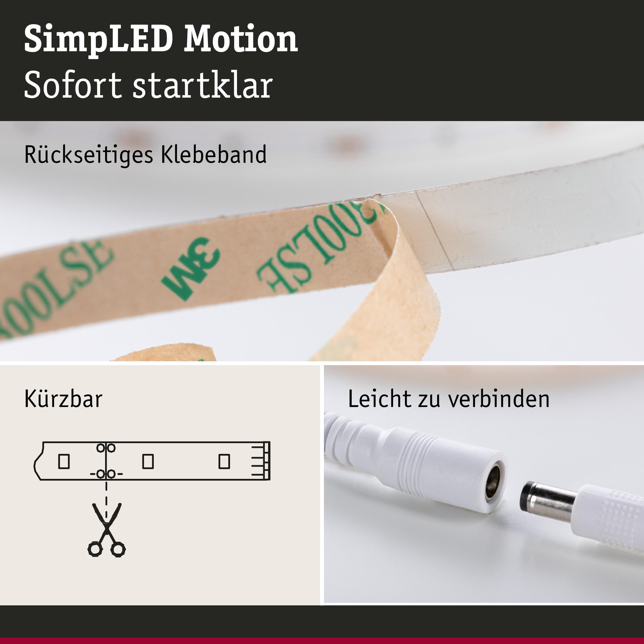 Paulmann 70515 Strip SimpLED LED 17 W, juego básico strip, regulable, blanco, plástico, 10 m, Motion RGB