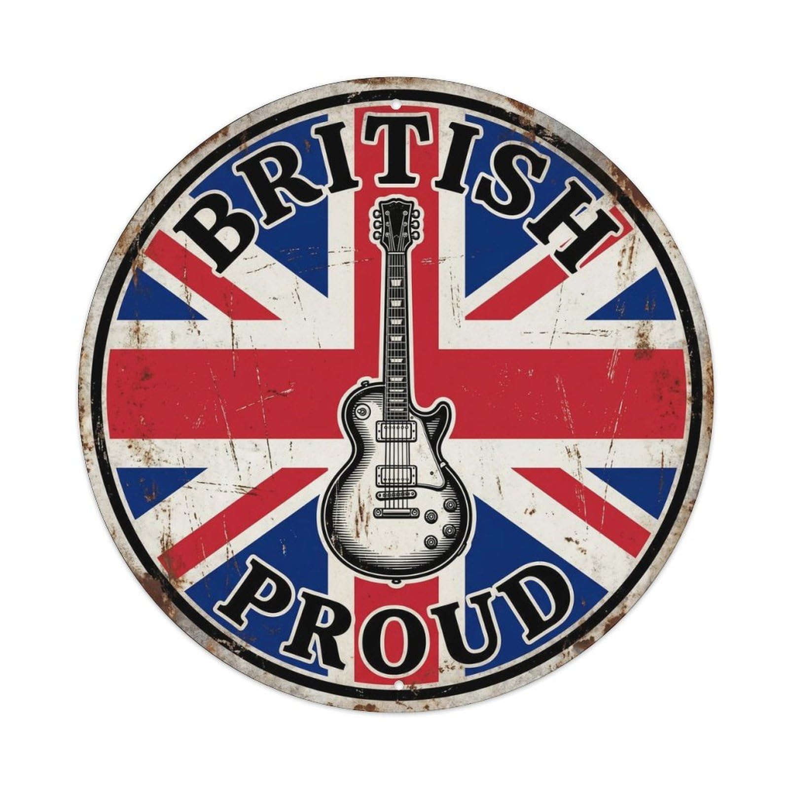 British Proud Guitar Music Heritage Emblem Metal Tin Sign