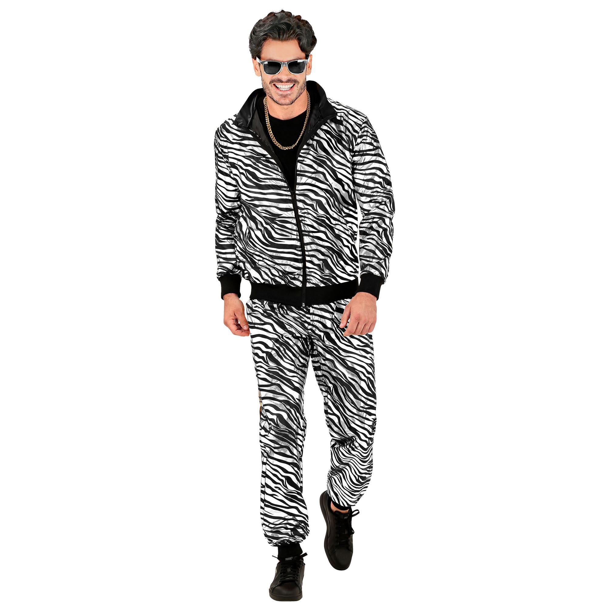 W WIDMANN MILANO Party Fashion - Disfraz de chándal, estampado animal, atuendo de los años 80, chándal para carnaval y fiestas