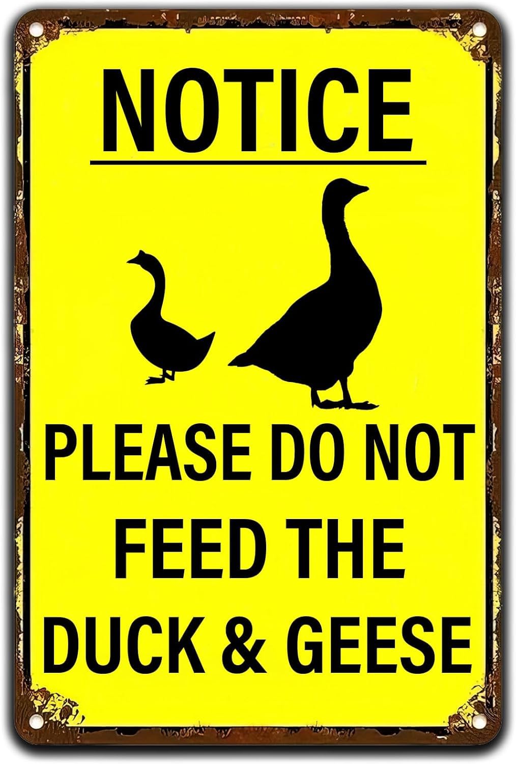 SMAZDFXX Please DoFeed The Duck & Geese Vintage Warning Tin Sign Retro Wall Decor Rustic Tin Signs Metal Poster for Yard Home Garden Bar Kitchen Garage Man Cave Decor 5.5"x8"