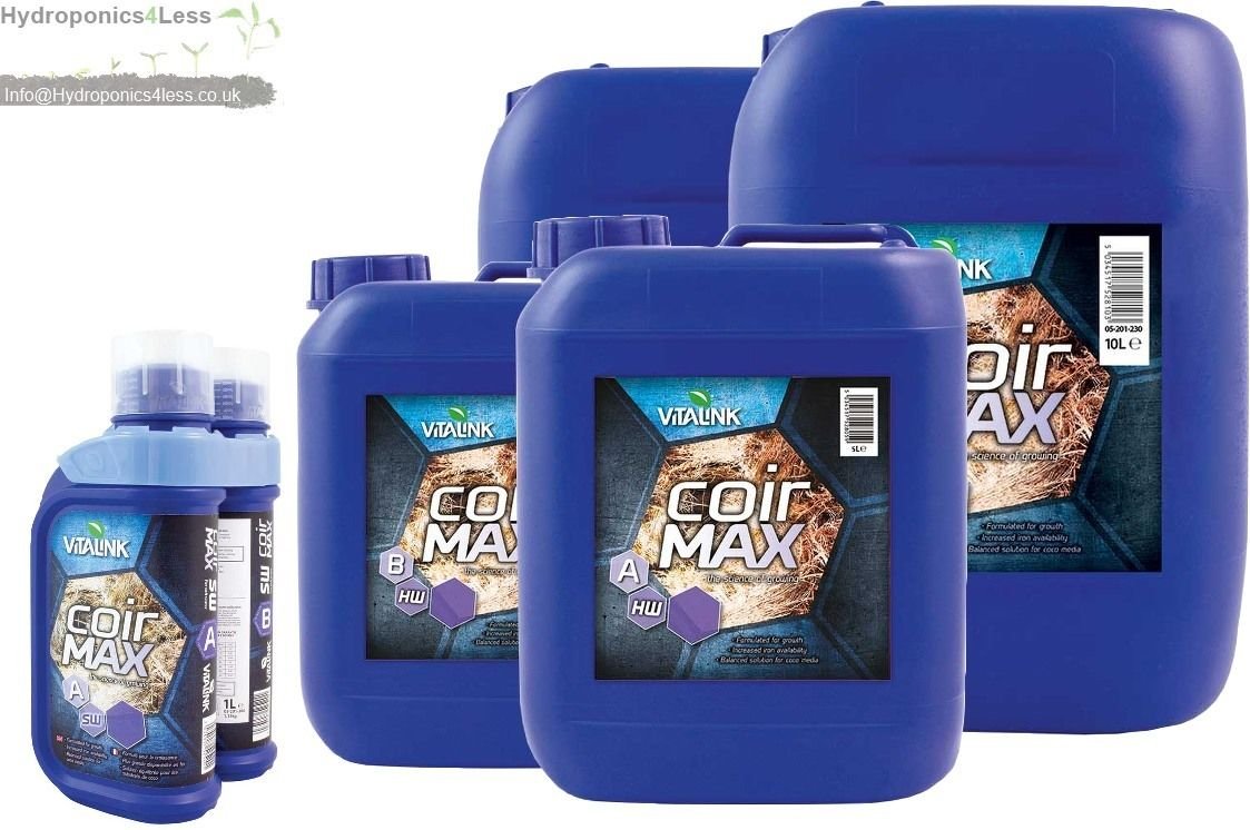 VitaLink Coir Max Plant CoCo Bloom Nutrients Hydroponic Feed A+B Hard Soft Water (5 Litre A+B (SW) Soft Water)