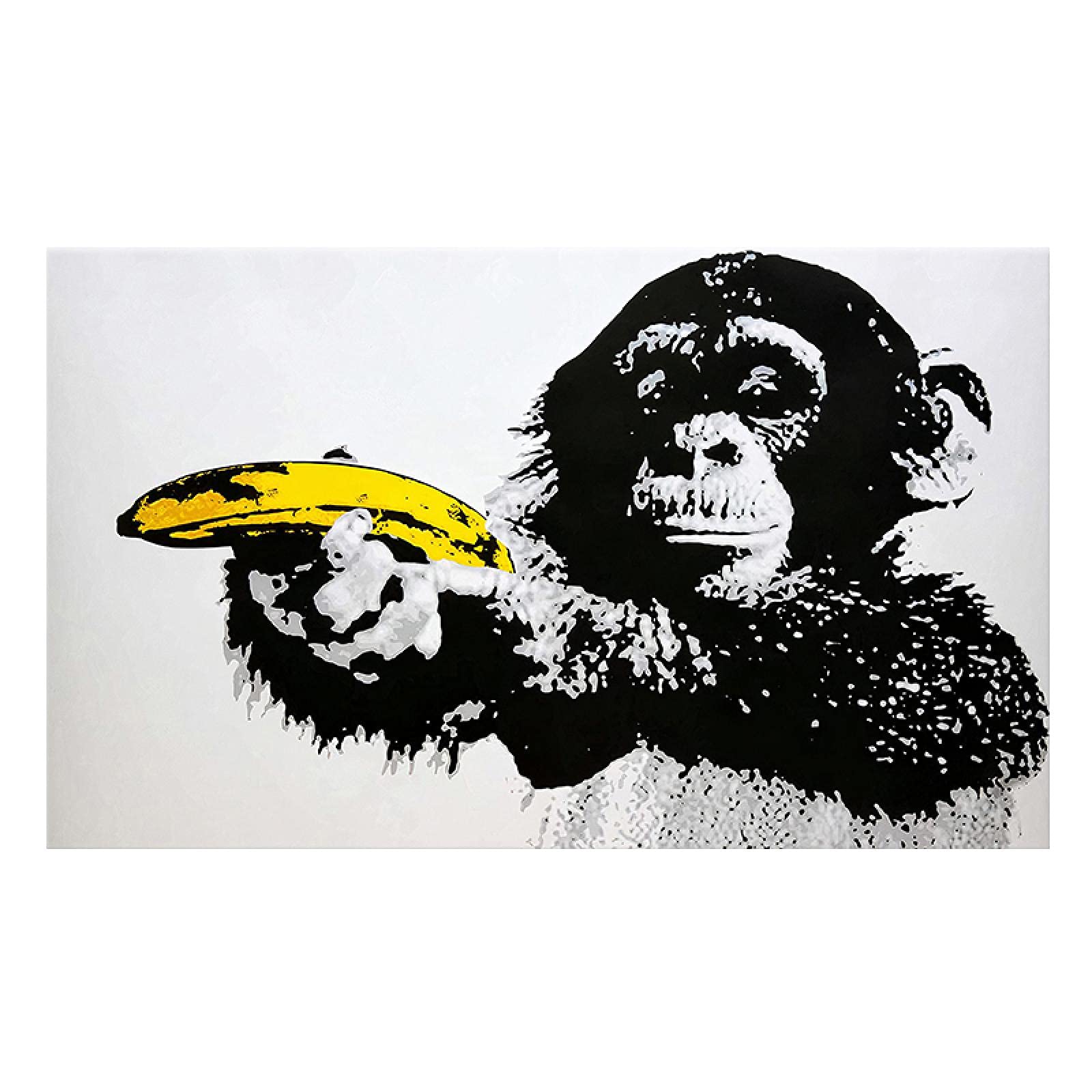 Amazon｜現代の抽象的なチンパンジーバナナ面白いポスターとプリント