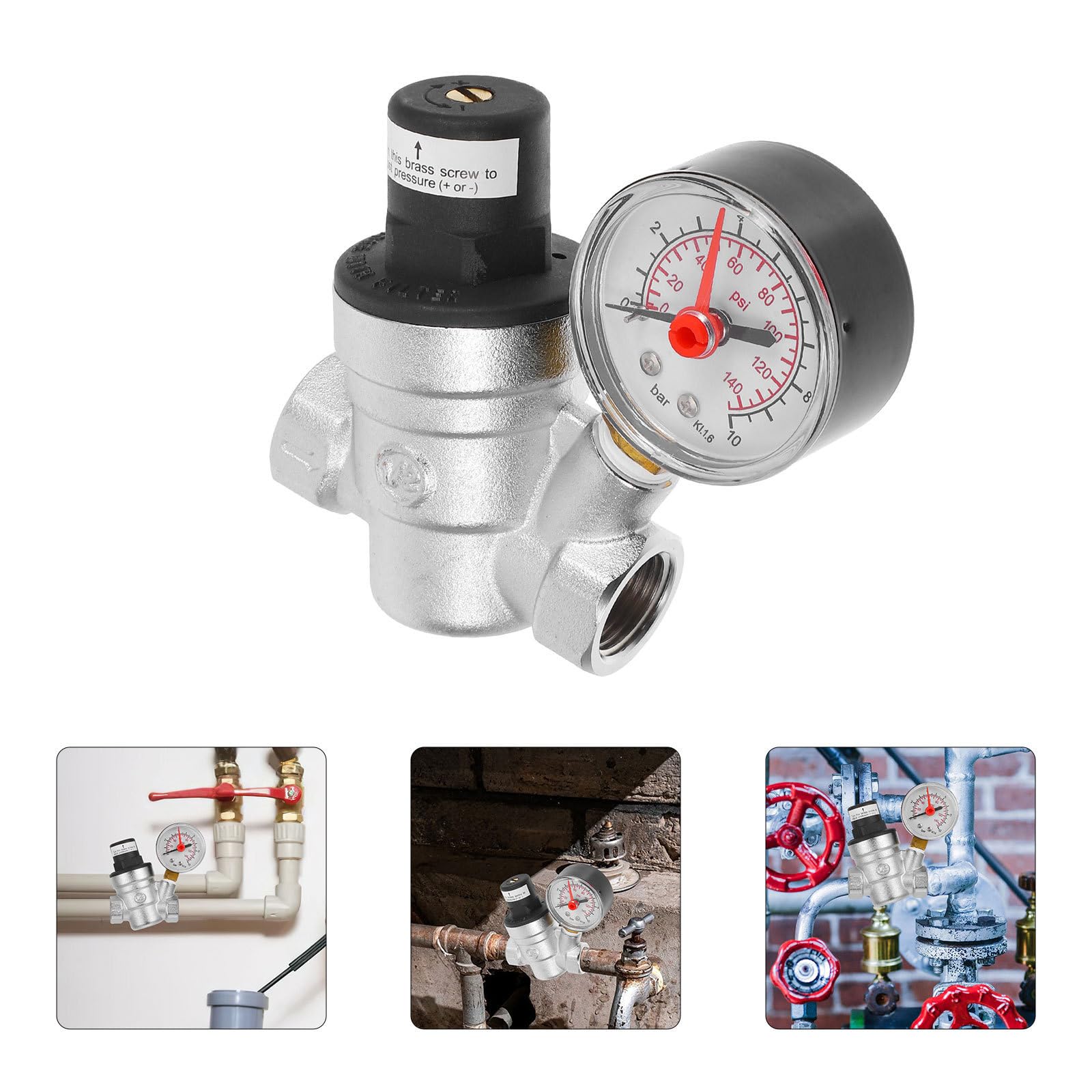 Verchromtem Messing Wasserdruckregler mit Manometer Pn16