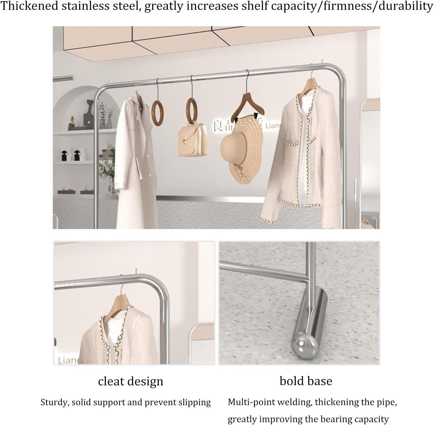 Floor-Standing Solid Wood Rotating Coat Rack，Heavy Duty Industrial Garment Rack - Commercial Clothing Store Clothes Rail & Retail Display Hanger for Organizing Apparel - Multipurpose Clothin