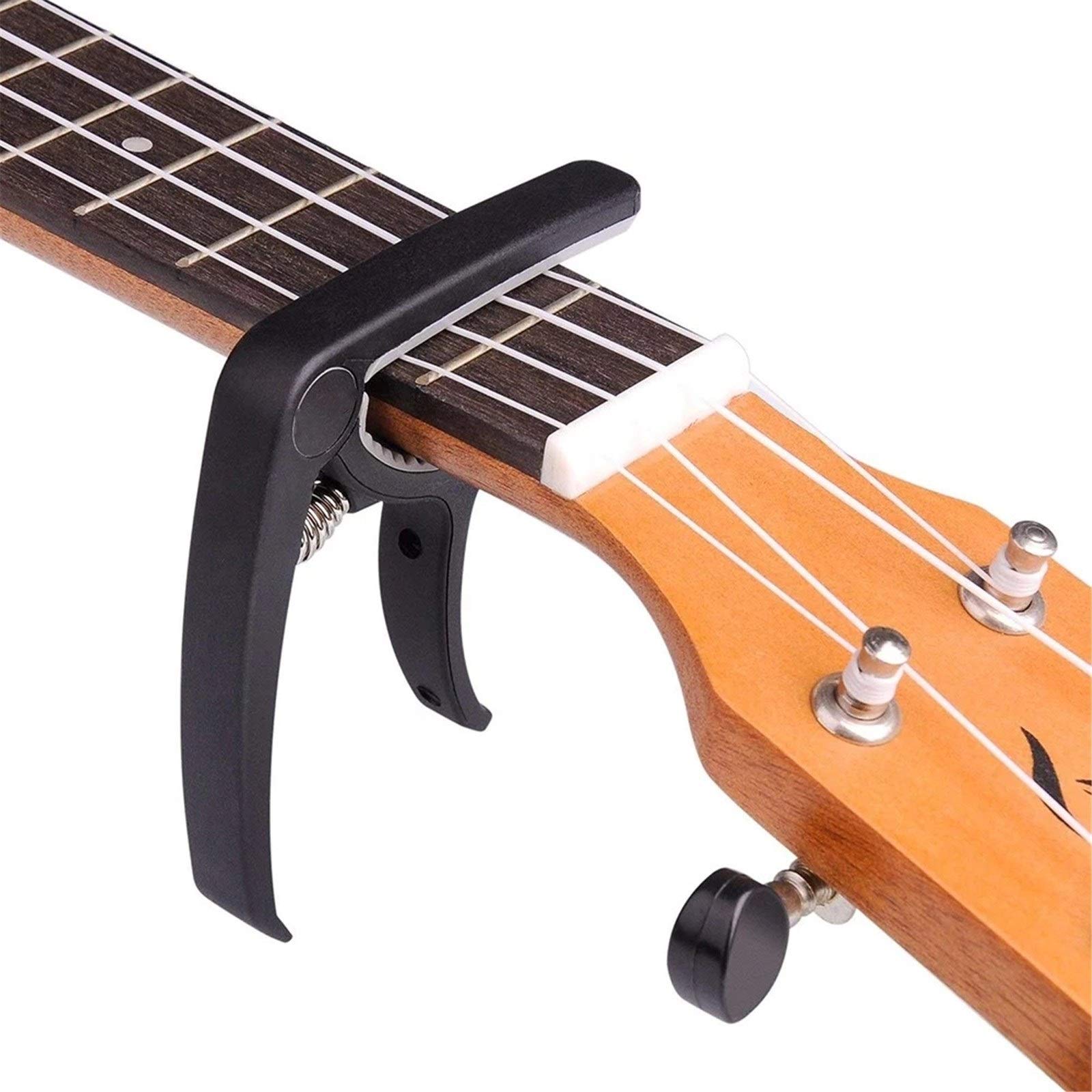 Kapodaster für Akustikgitarre, tragbarer Gitarren-Nagler, professioneller Gitarren-Kapodaster, multifunktionales Gitarrenzubehör (Farbe: Schwarz, Größe: Einheitsgröße) (Schwarz Einheitsgröße)
