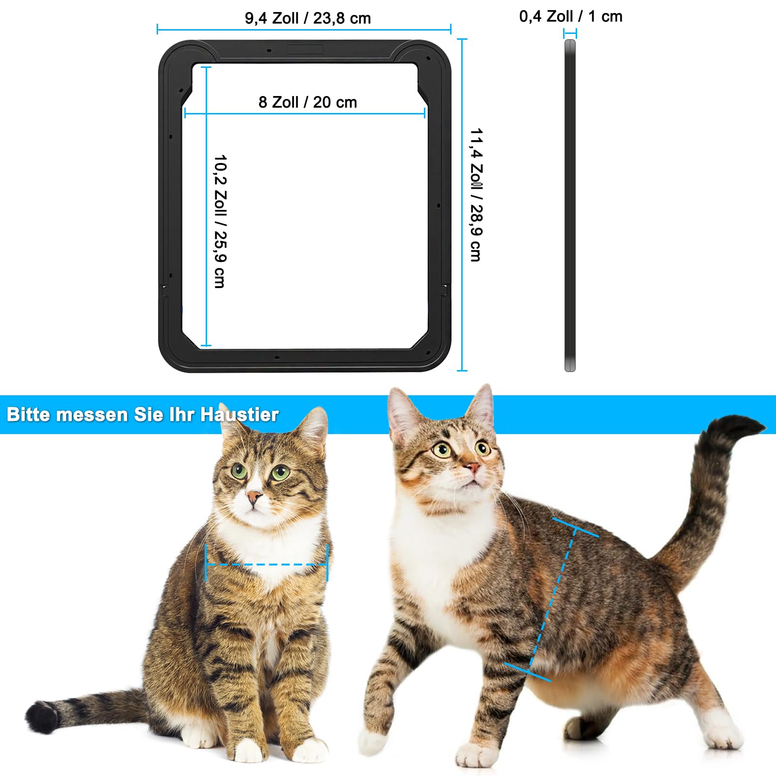 Ownpets Haustierklappe, Katzenklappe für fliegengitter, Magnetische Katzentür mit automatische verschließbare Fliegengitter, 24 * 29 cm auch ideal für kleine Hunde