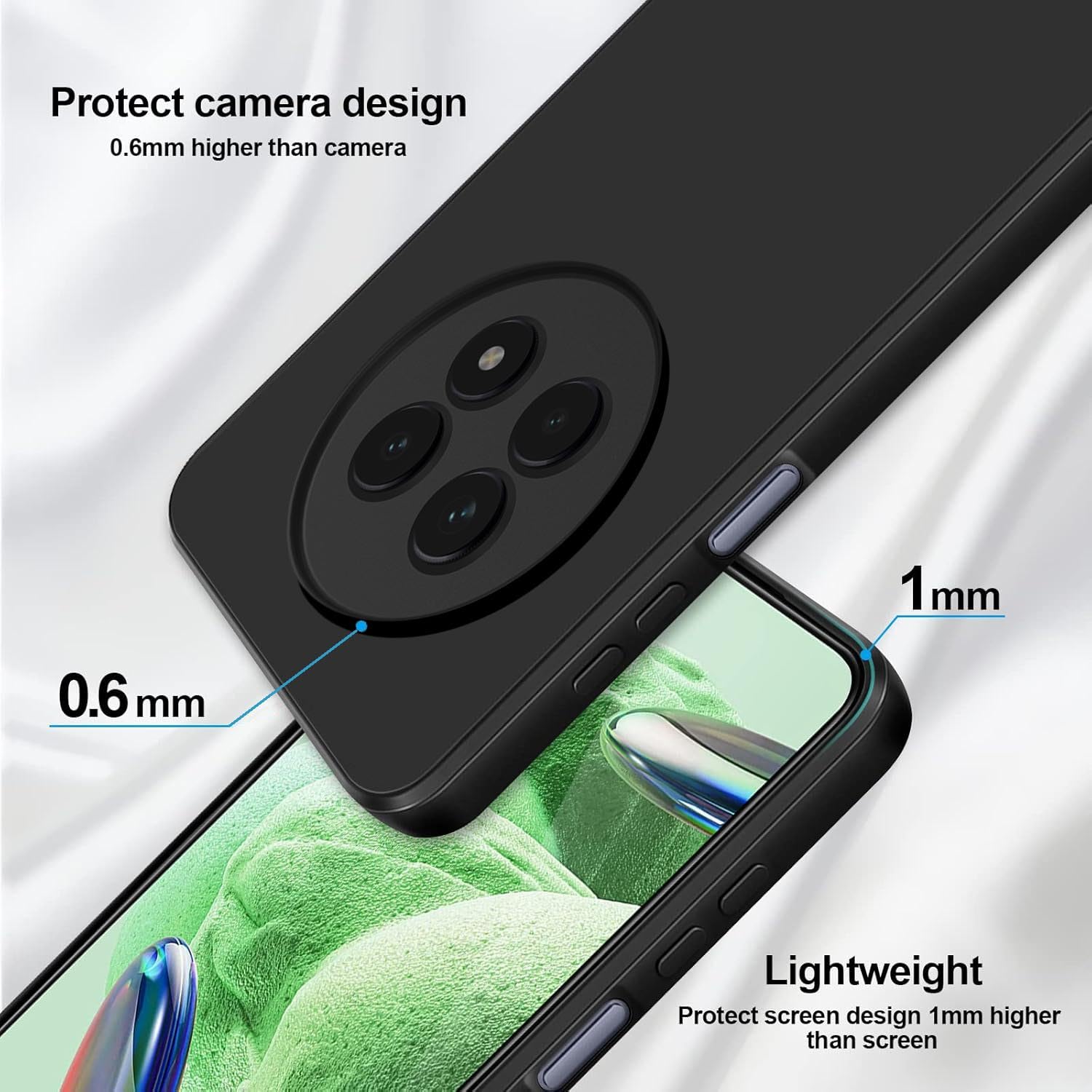 WBWONE Cover In Silicone TPU Morbido Per OPPO Realme 12X 5G / Realme 12 5G, Antiurto Con Fodera In Tessuto E Bordi Rialzati, Viola