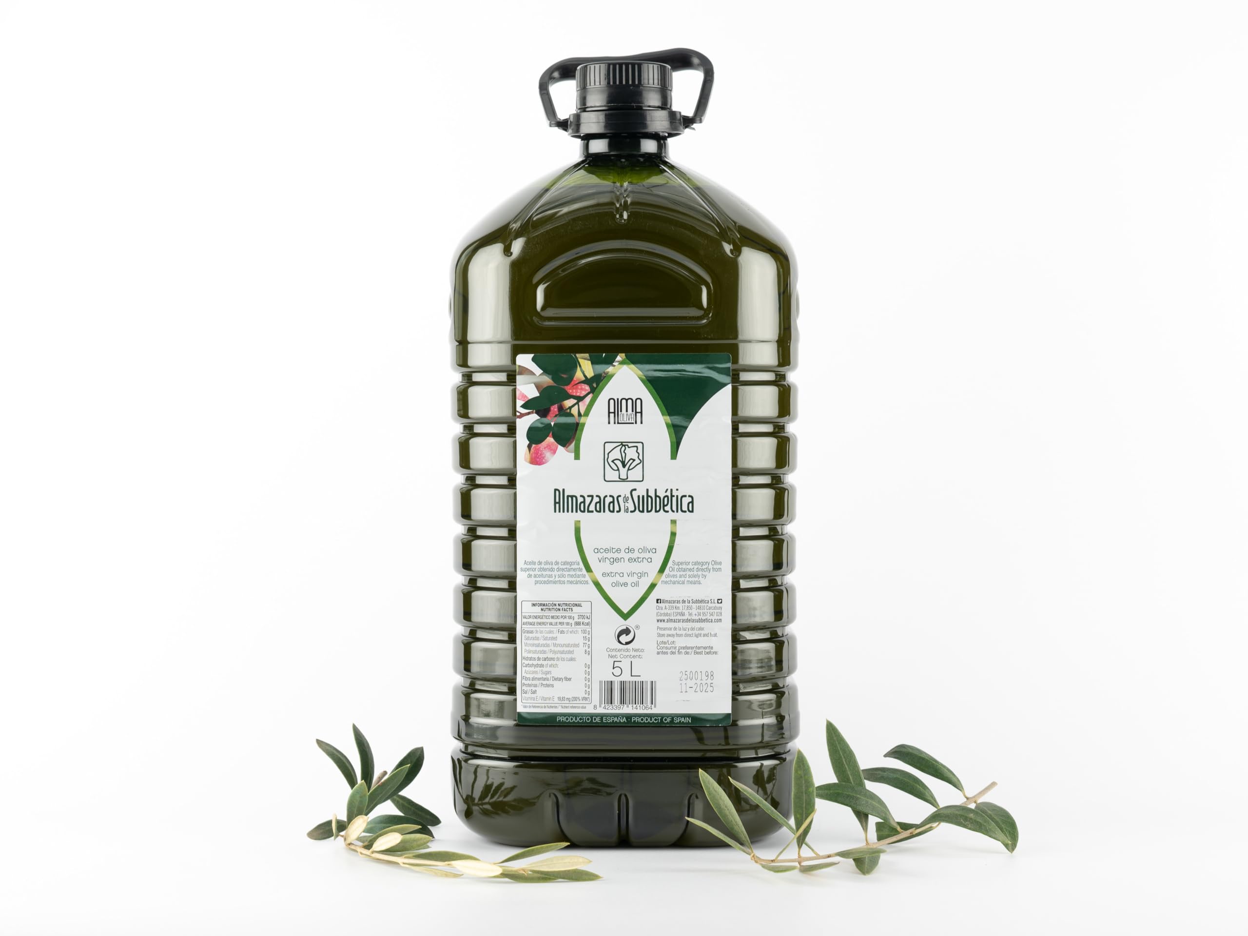ALMAZARAS DE LA SUBBÉTICA DOP PRIEGO DE CÓRDOBA – Aceite de Oliva Virgen Extra Premium (Gourmet) | Pack 3 Garrafas 5L | AOVE Gourmet Sierra Subbética Córdoba | Coupage Picuda, Picual y Hojiblanca