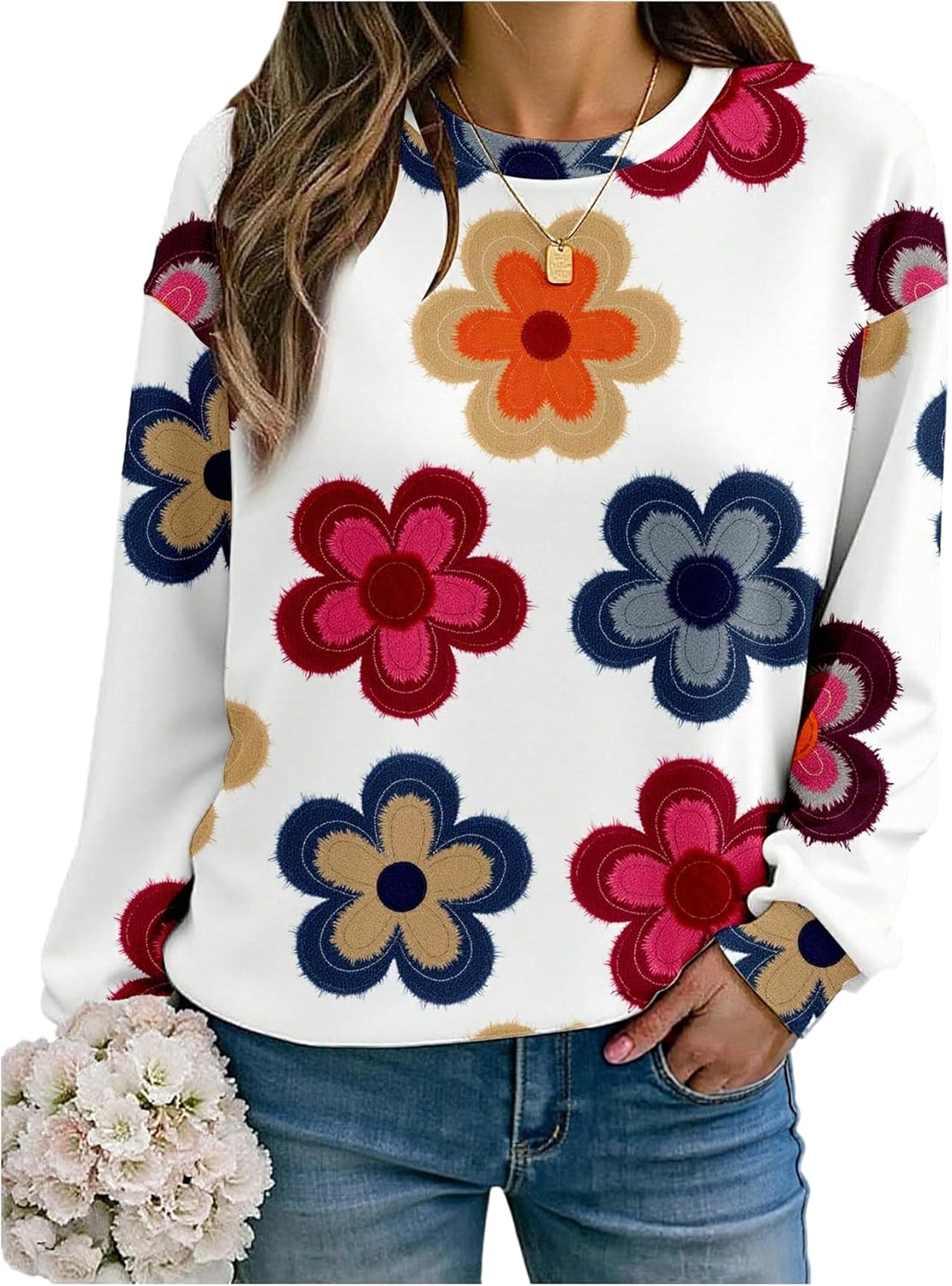 SOLY HUX Women's Floral Sweatshirt Long Sleeve Crew Neck Casual Pullover Tops Fall Clothes