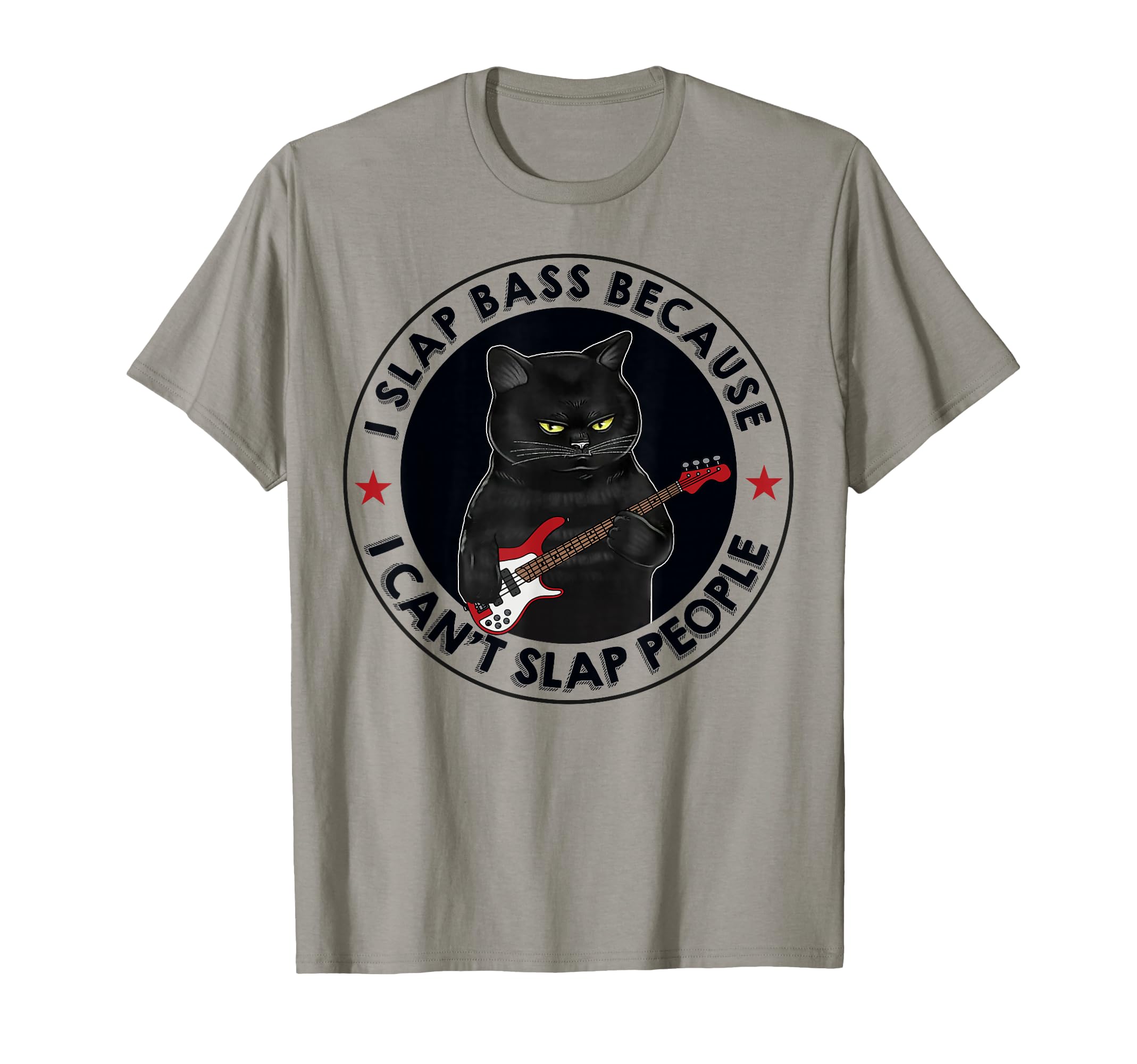I Slap Bass Because I Can't Slap People Guitar Cat T-Shirt