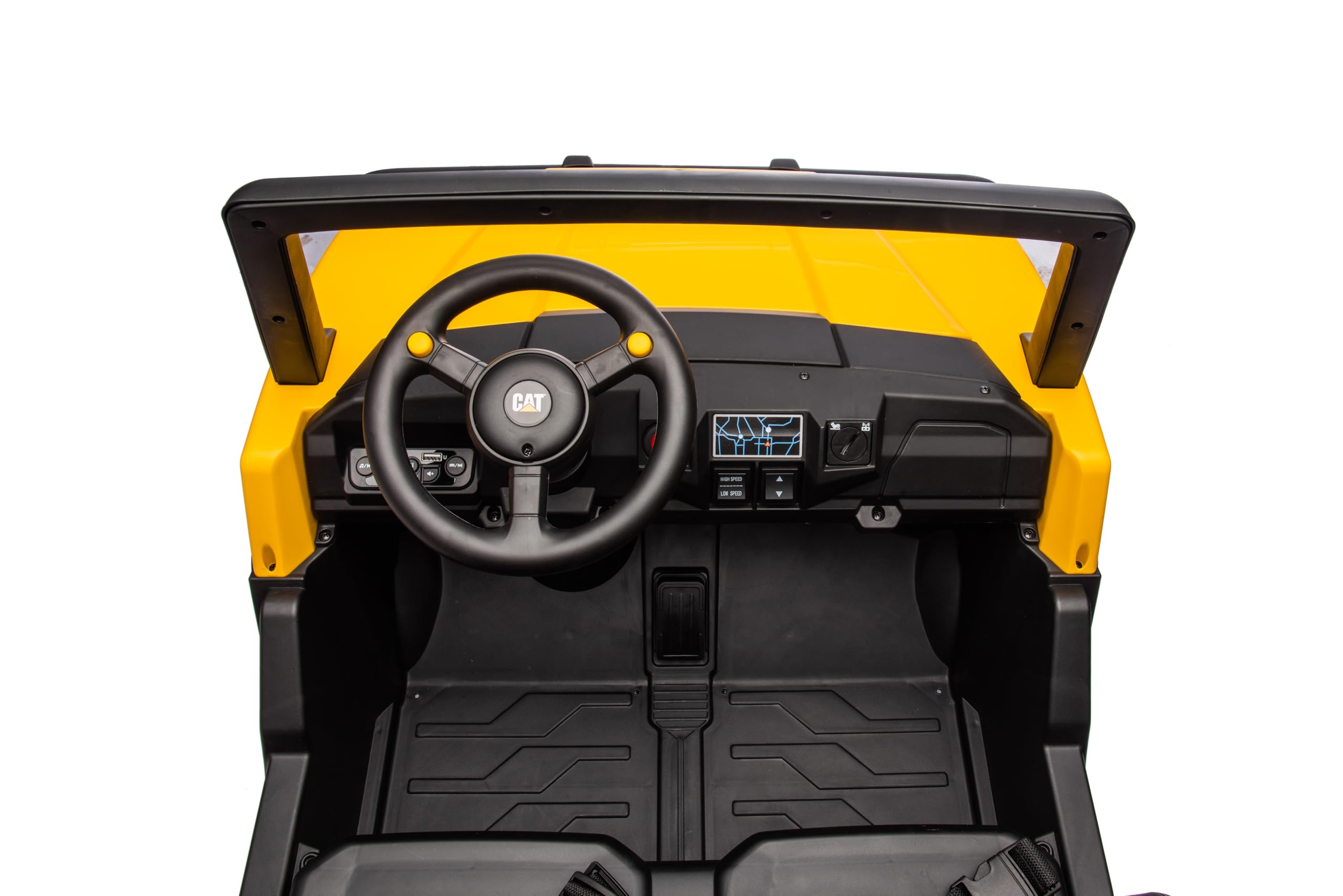 Caterpillar Macchina Elettrica 24V per Bambini Camion da Cantiere con Cassone Ribaltabile e Pala 4 Motori 100W Telecomando Genitori 50kg