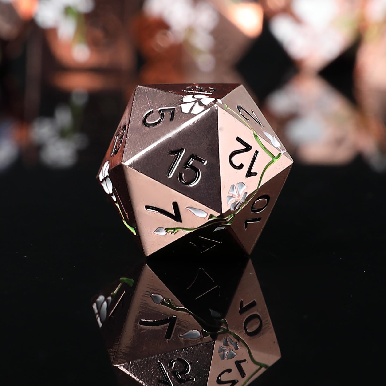 Elifel Metal DND Dice Set 7 PCS Flower Metallic Heavy Solid D&D Dice Set for Dungeons and Dragon TTRPG Tabletop Role Playing Game - Image 2