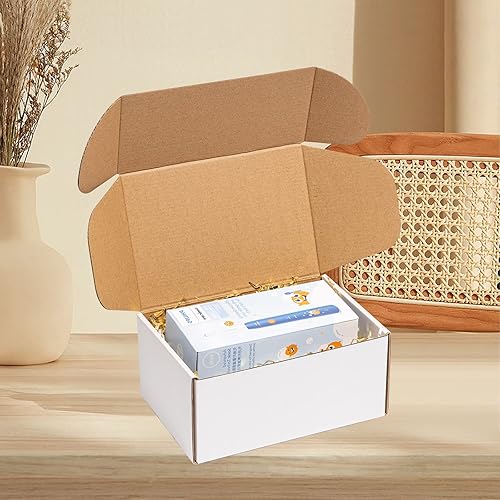 Miniatura 4 de Cajas de envío de 9 x 6 x 4 pulgadas, paquete de 25 cajas de correo de cartón corrugado blanco para pequeñas empresas, suministros de embalaje de