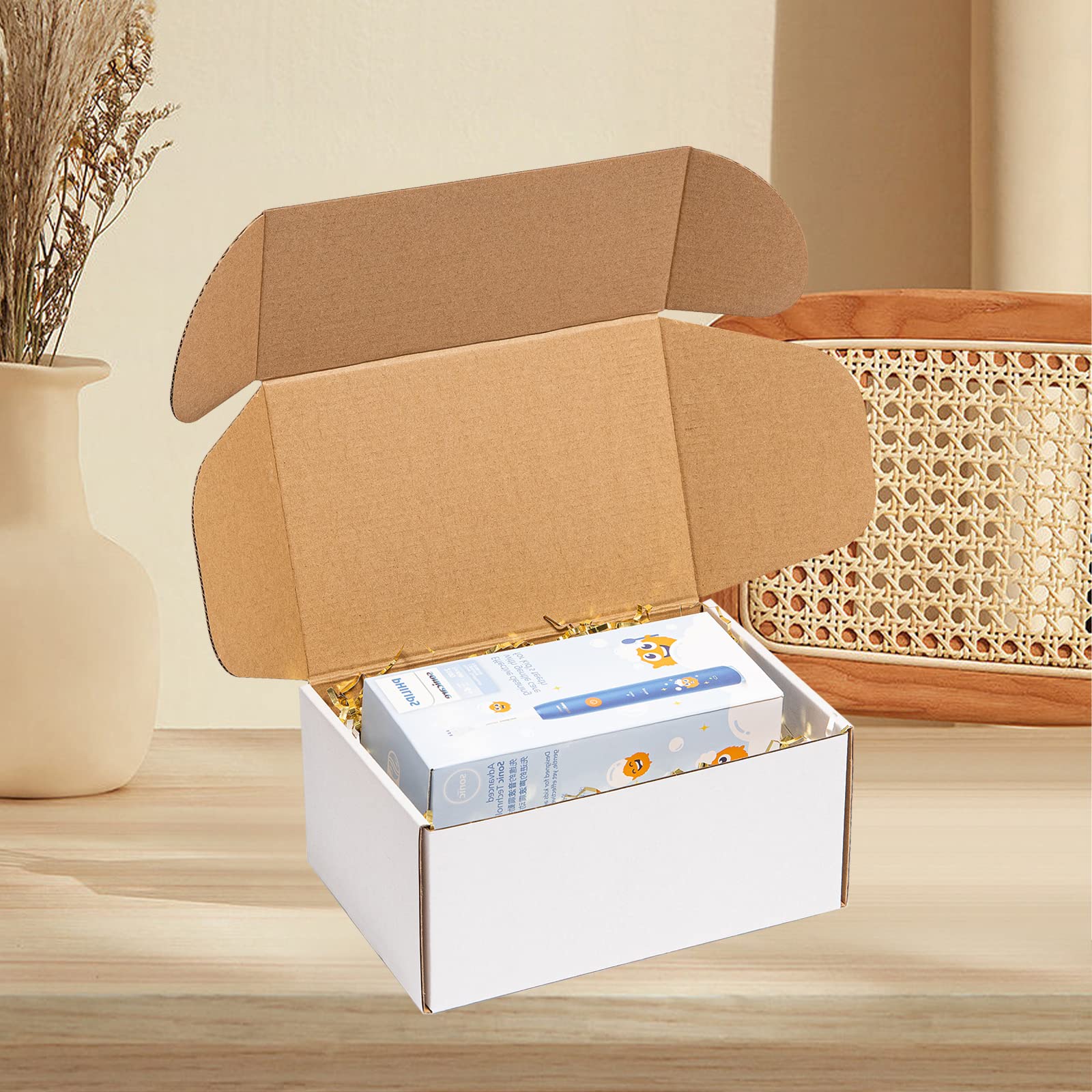 Wowxyz Shipping Boxes 9x6x4 inches 25 Pack White Corrugated Cardboard Box Mailing for Small Business, Mail Box Literature Mailer Boxes Packaging Supplies